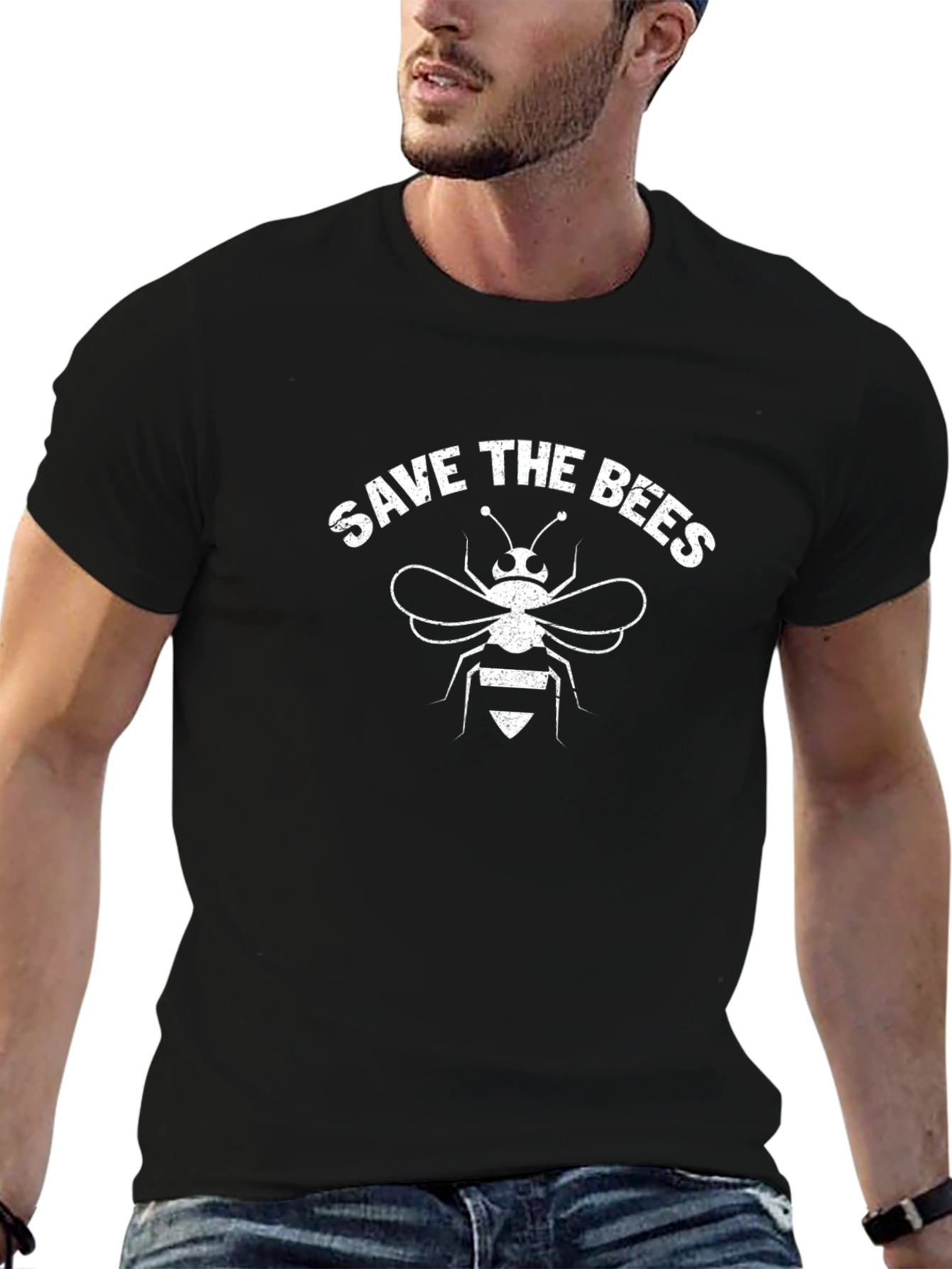 Save the Bees Graphic T-Shirt - Black Cotton Tee