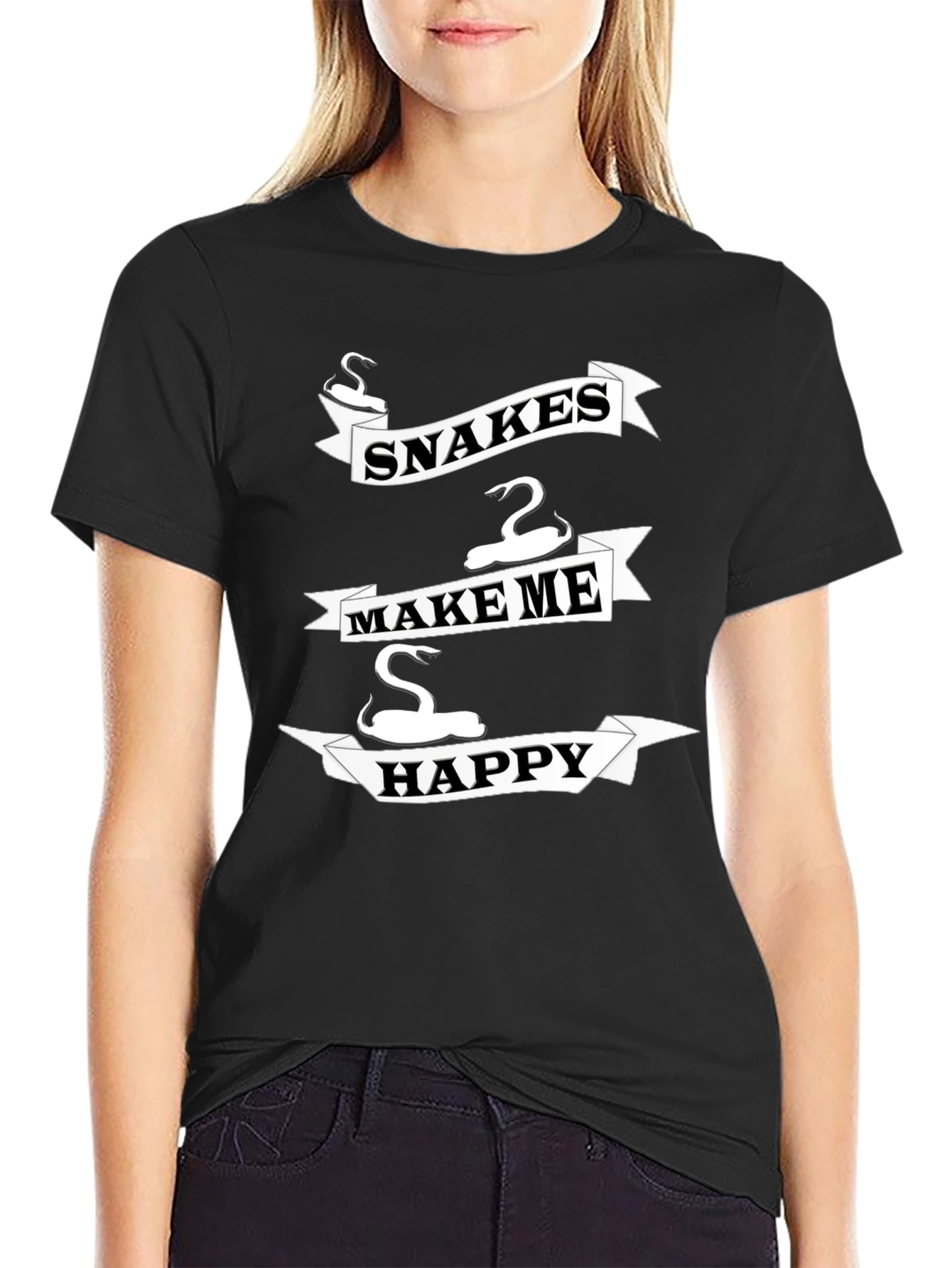 Snakes Make Me Happy T-Shirt - Novelty Snake Lover Tee