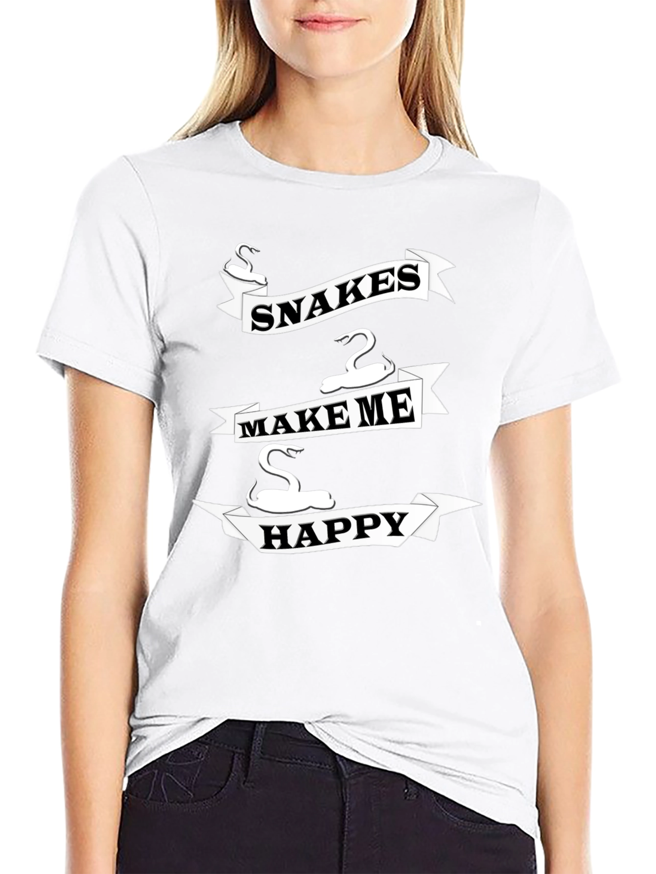Snakes Make Me Happy T-Shirt - Novelty Snake Lover Tee