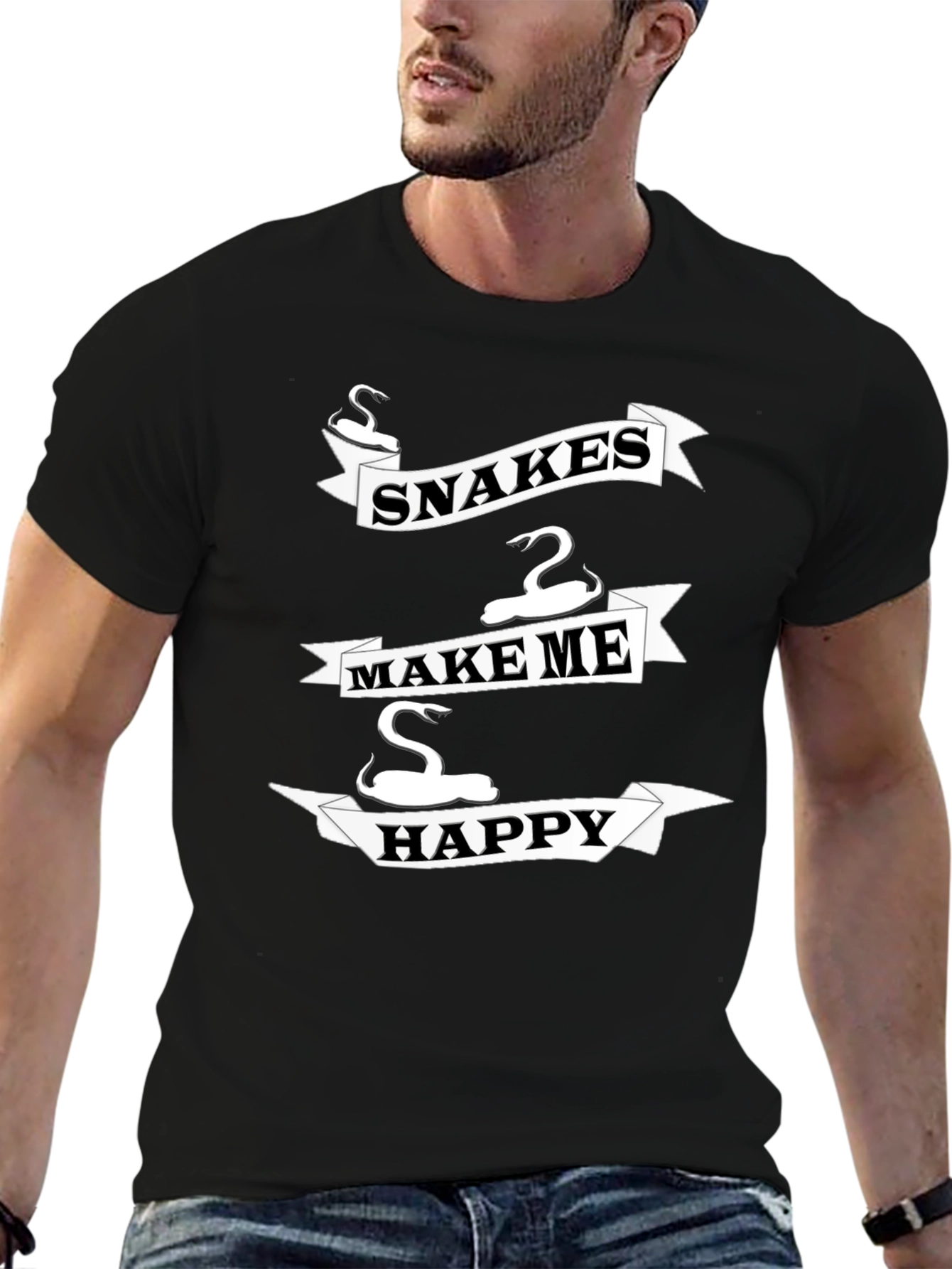 Snakes Make Me Happy T-Shirt - Novelty Snake Lover Tee