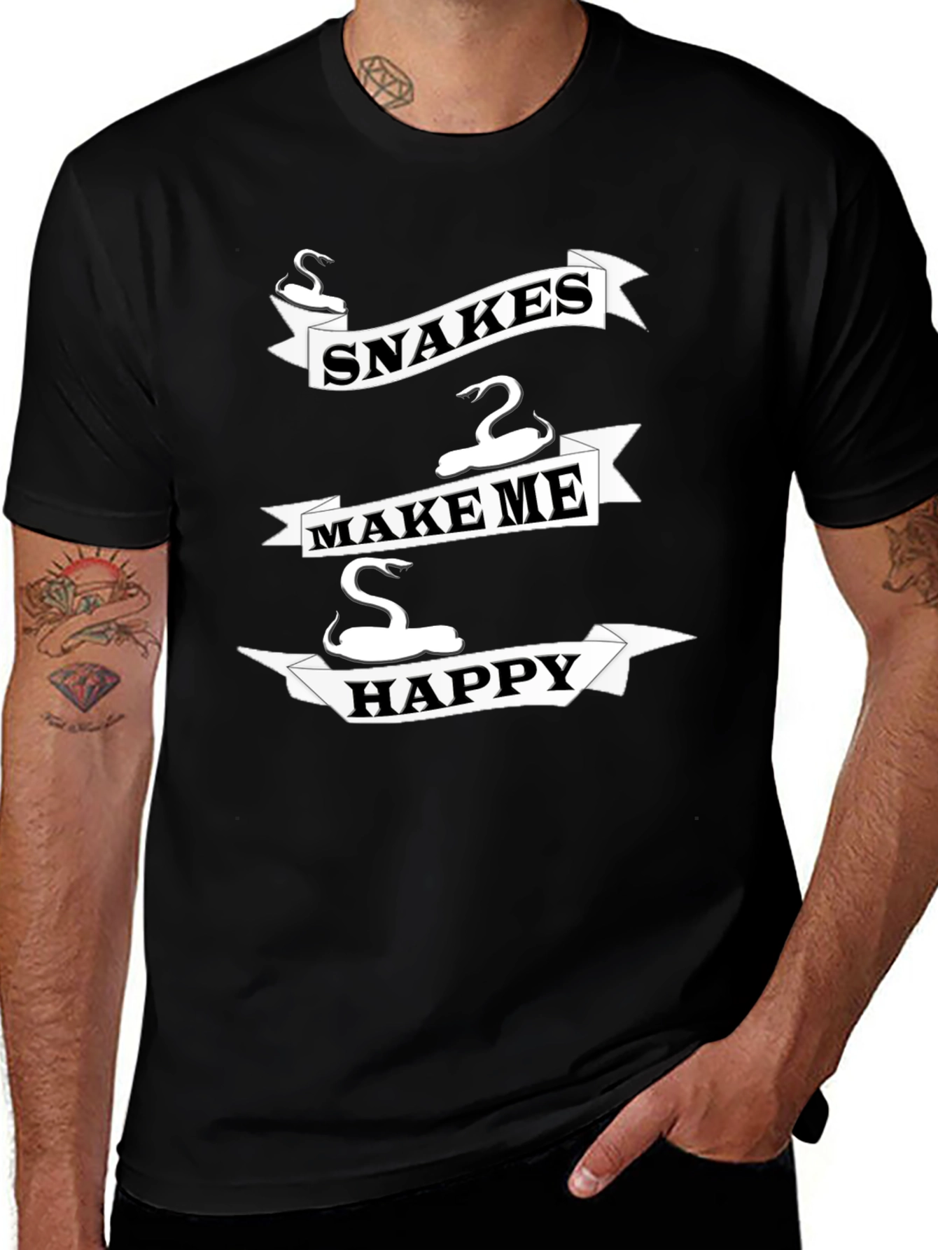 Snakes Make Me Happy T-Shirt - Novelty Snake Lover Tee