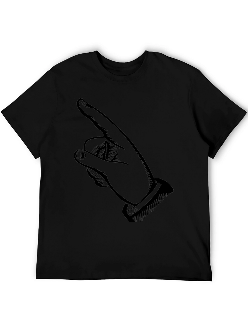 Pointing Finger Graphic Tee - Stylish Black Cotton T-Shirt