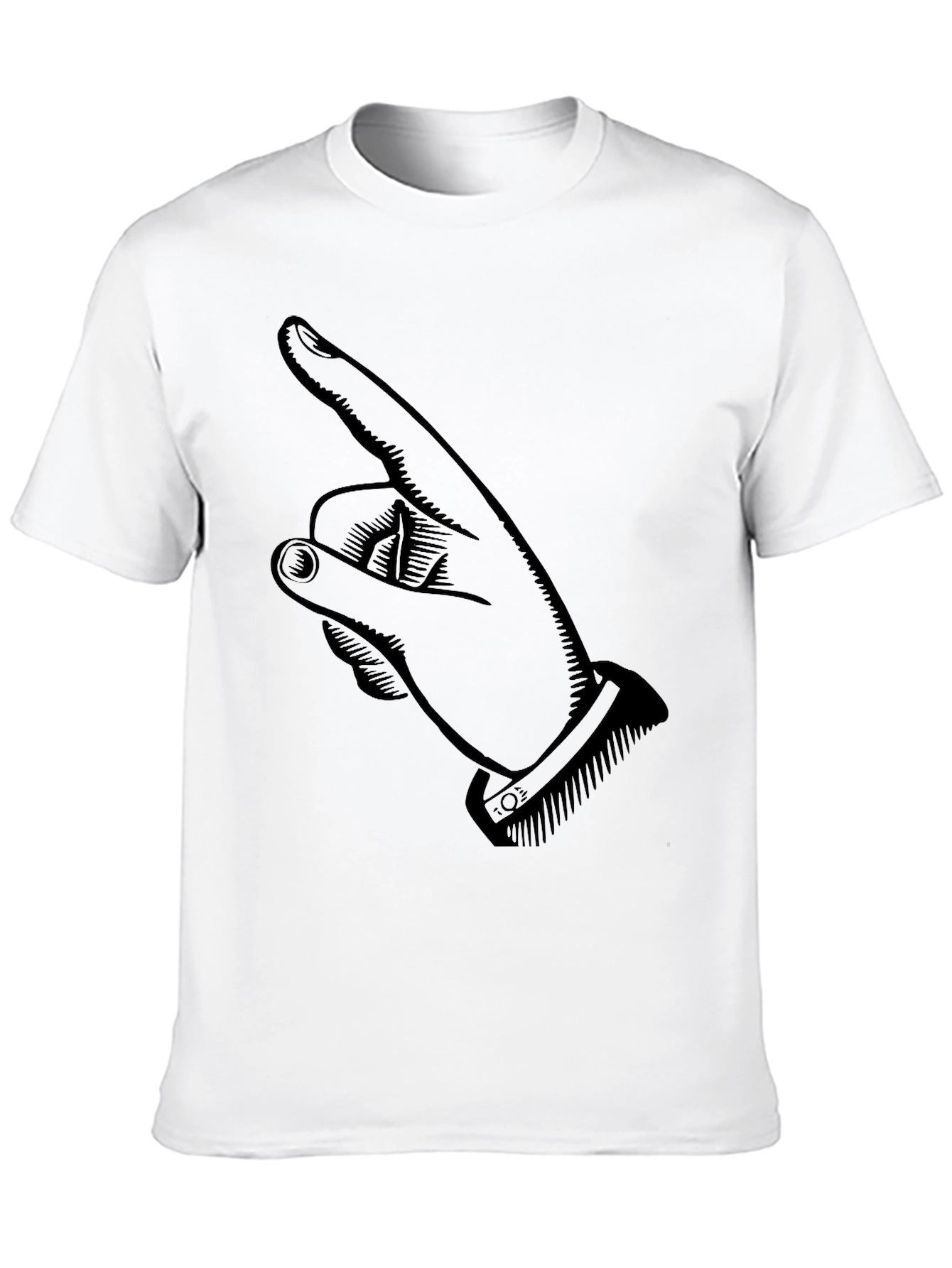 Pointing Finger Graphic Tee - Stylish Black Cotton T-Shirt
