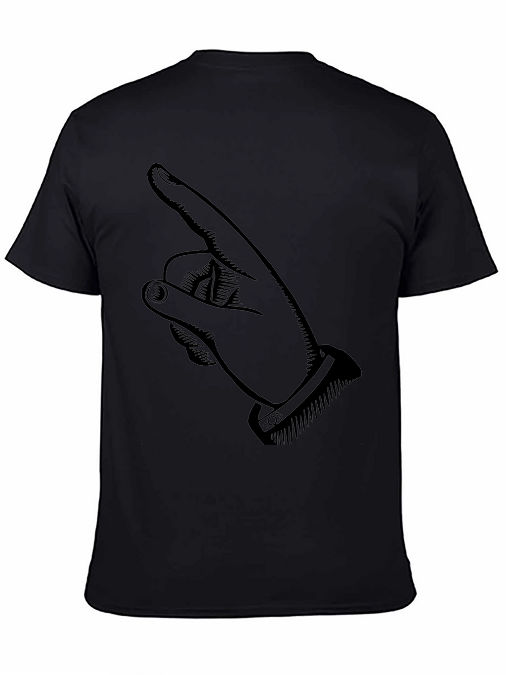 Pointing Finger Graphic Tee - Stylish Black Cotton T-Shirt