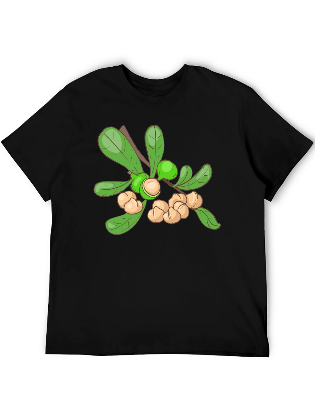 Macadamia Nut Branch Graphic Tee - Black Cotton Blend