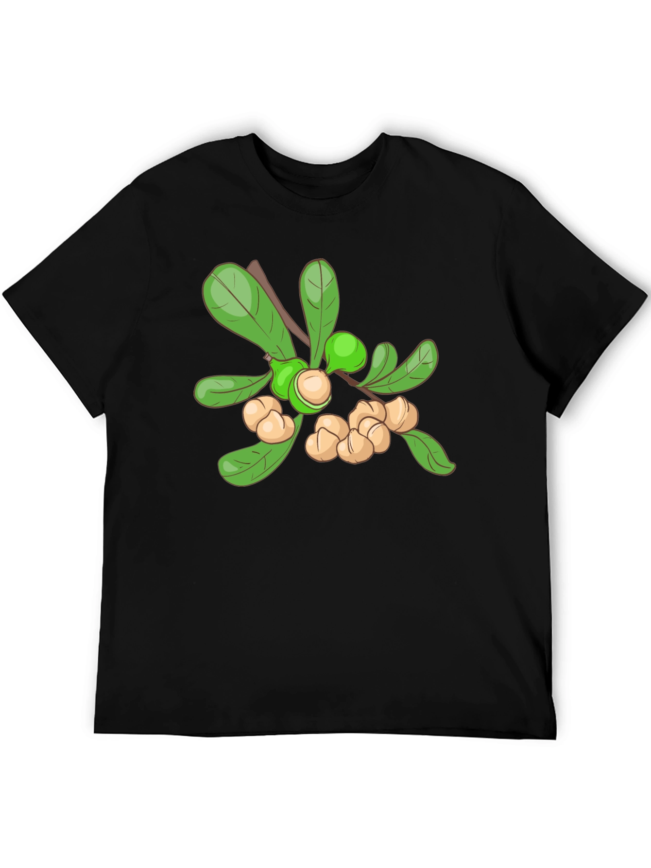 Macadamia Nut Branch Graphic Tee - Black Cotton Blend