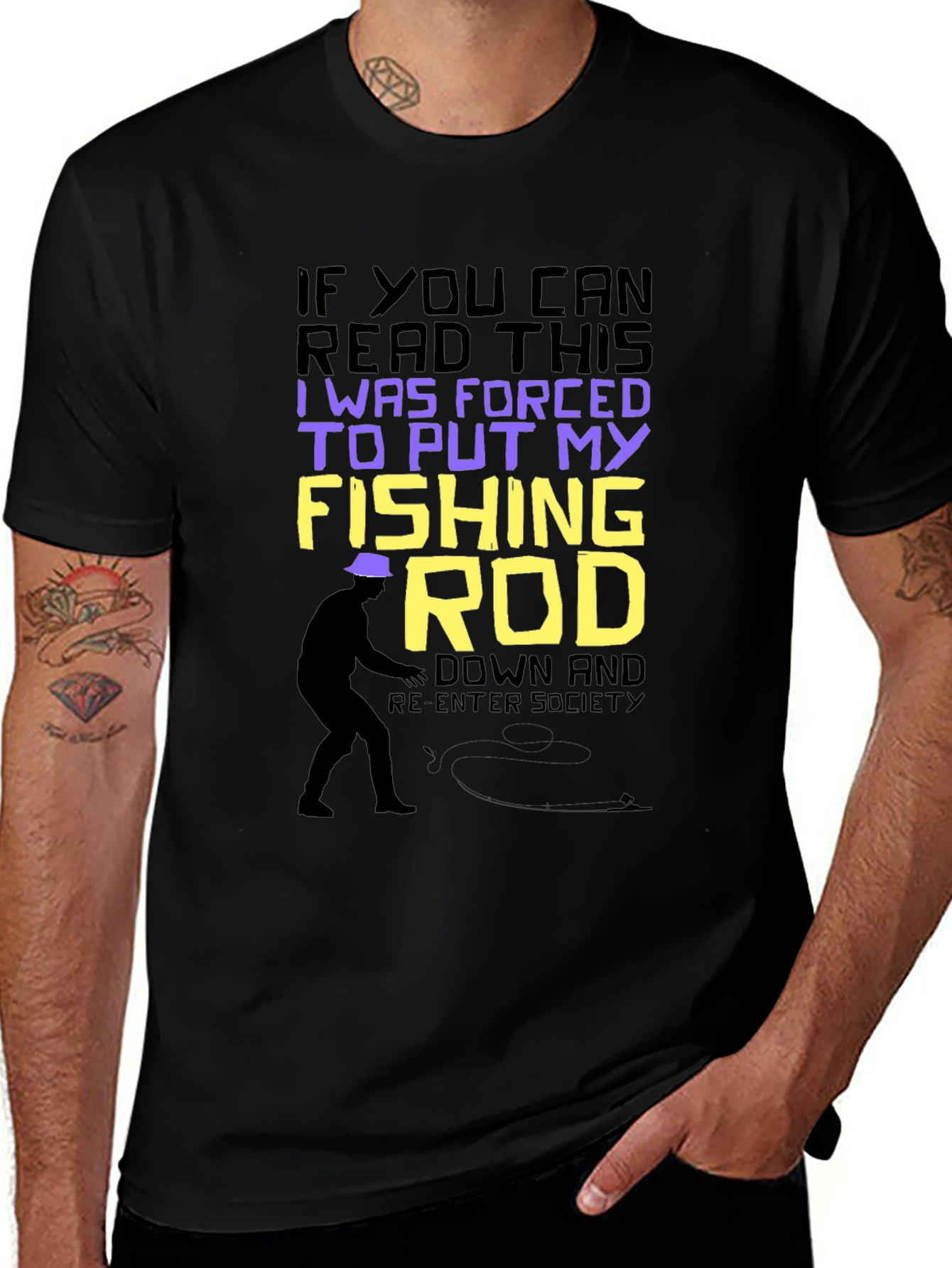 Funny Fishing T-Shirt: Forced to Put My Fishing Rod Down