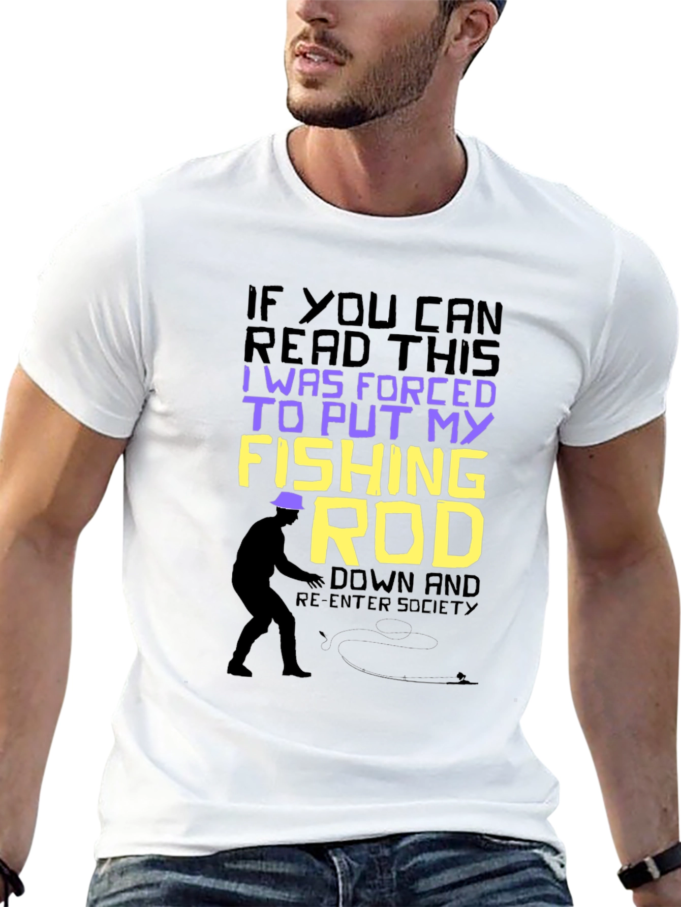 Funny Fishing T-Shirt: Forced to Put My Fishing Rod Down
