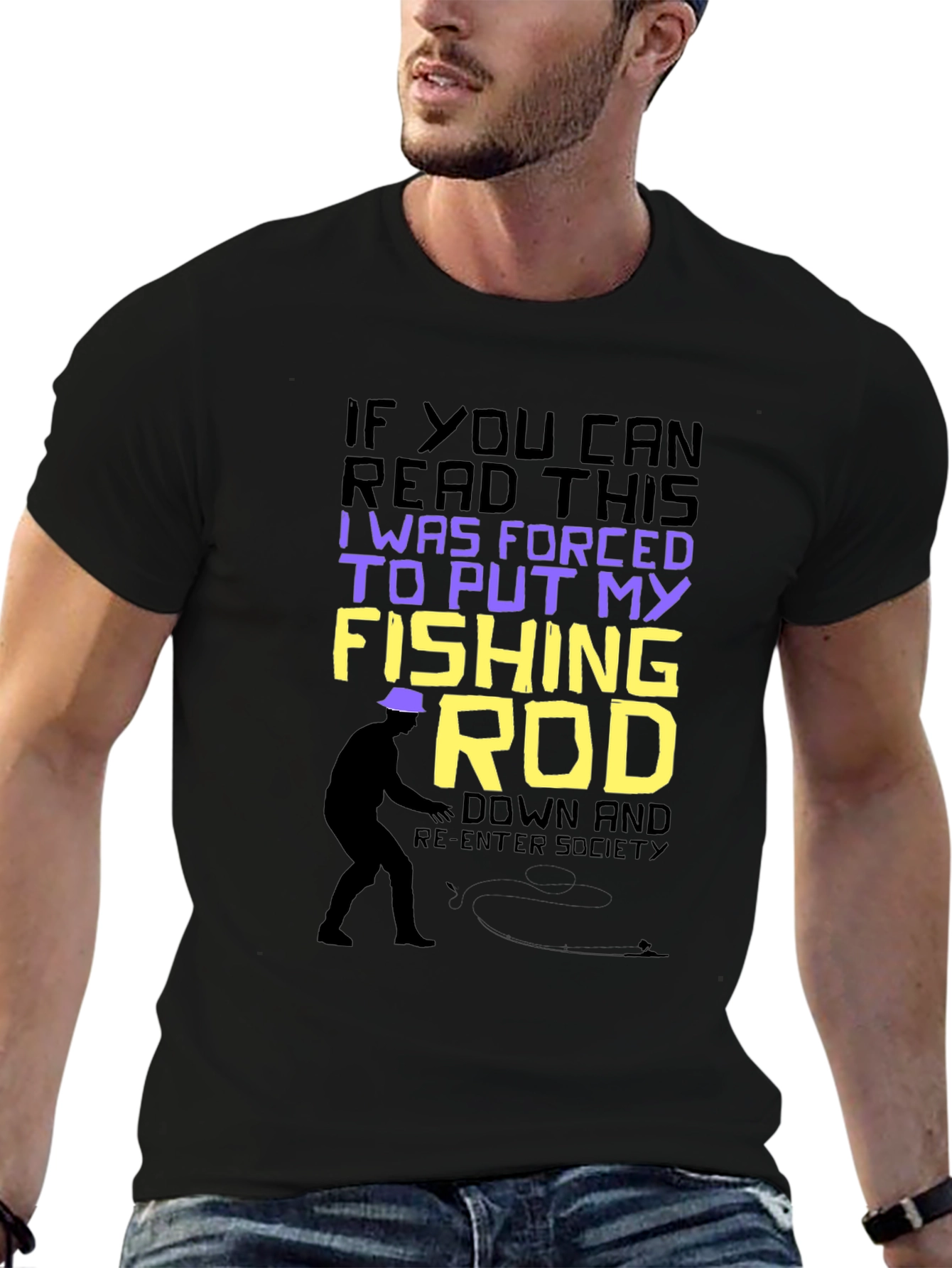 Funny Fishing T-Shirt: Forced to Put My Fishing Rod Down