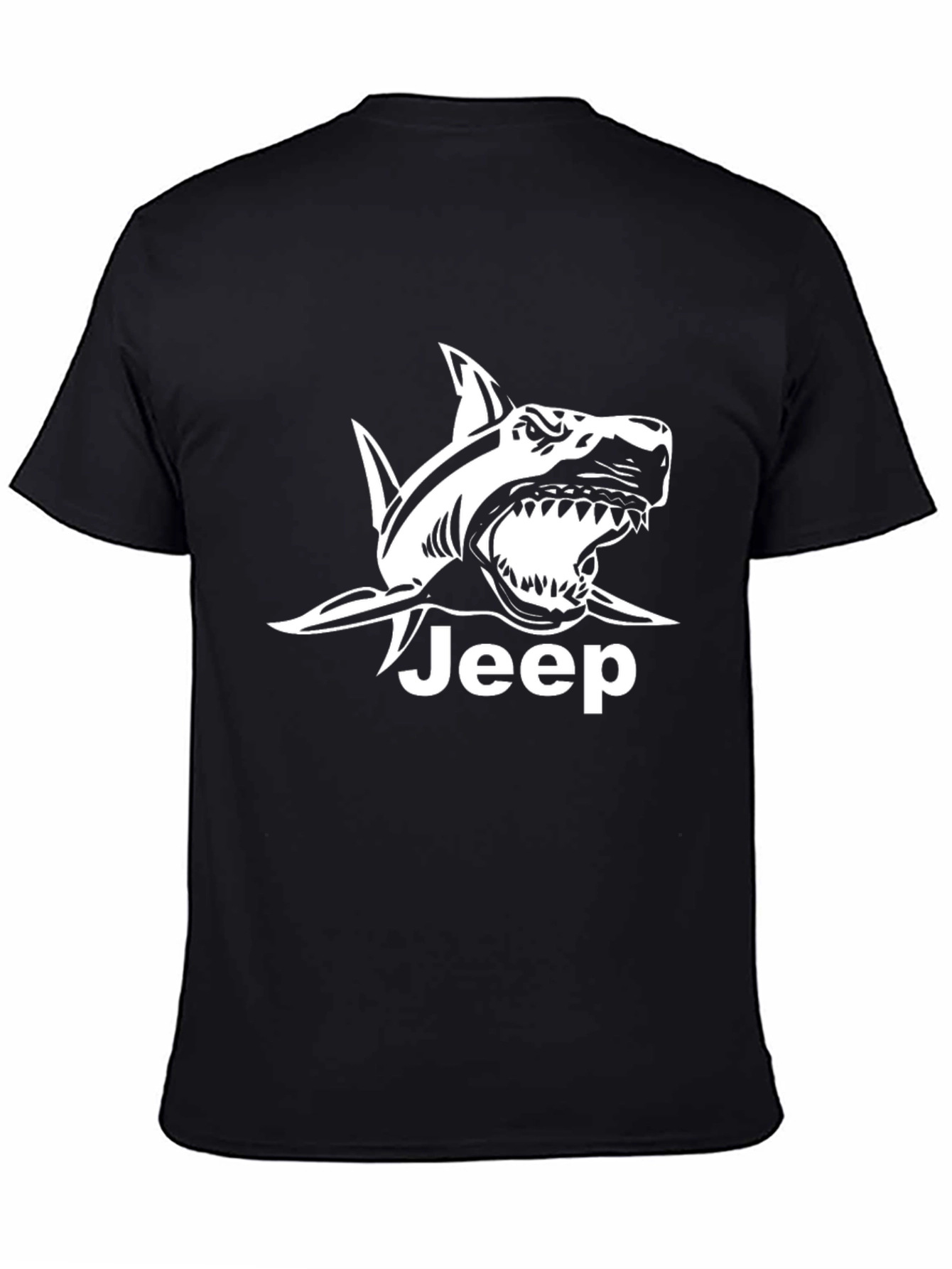 Jeep Shark Graphic Tee - Black Cotton T-Shirt