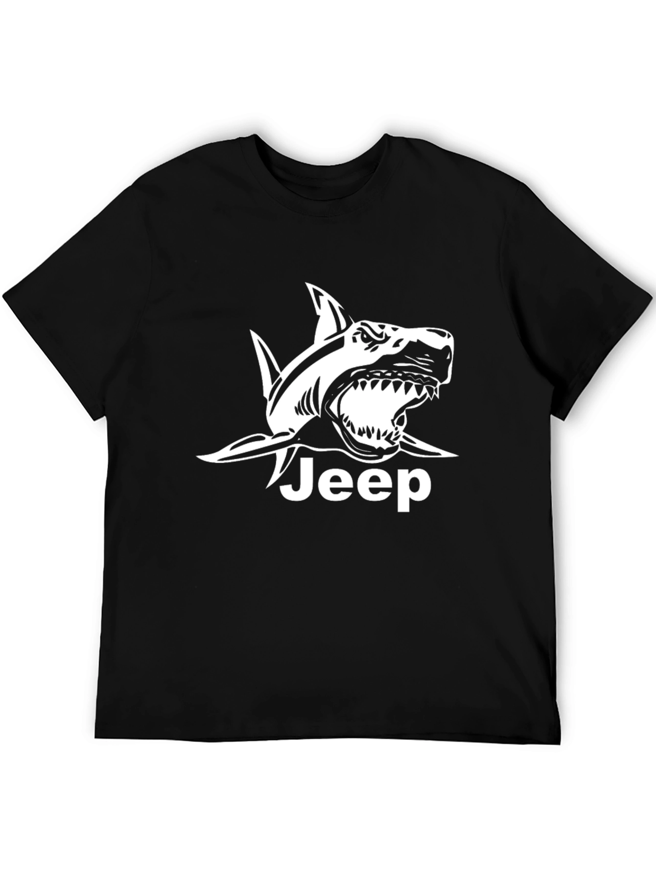 Jeep Shark Graphic Tee - Black Cotton T-Shirt
