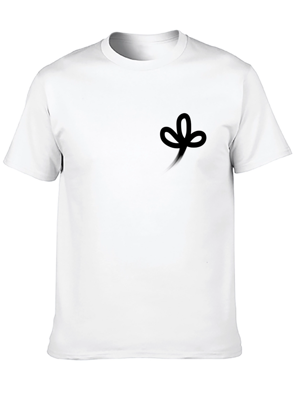 Mens Black Crew Neck T-Shirt with Clover Design
