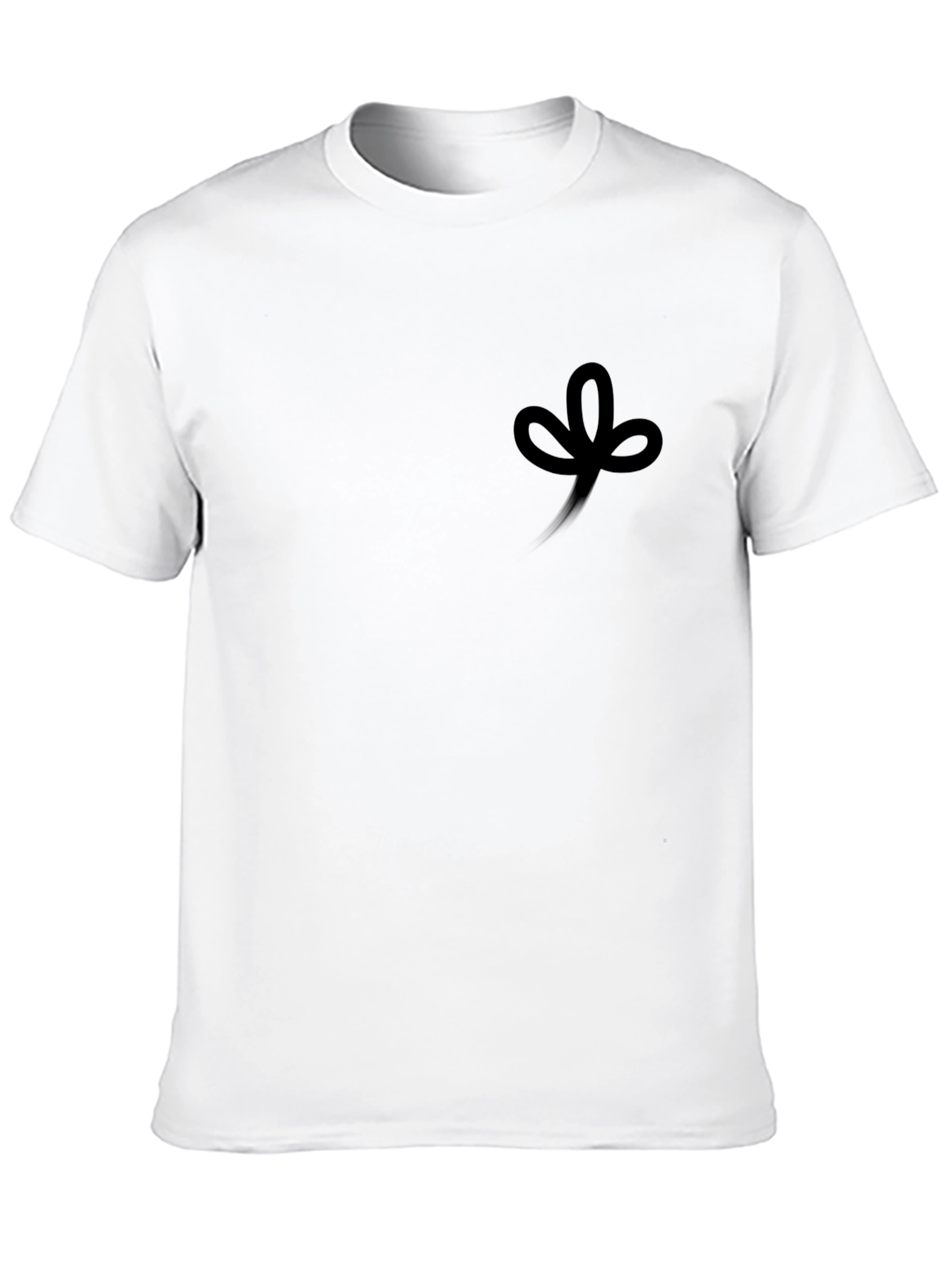 Mens Black Crew Neck T-Shirt with Clover Design