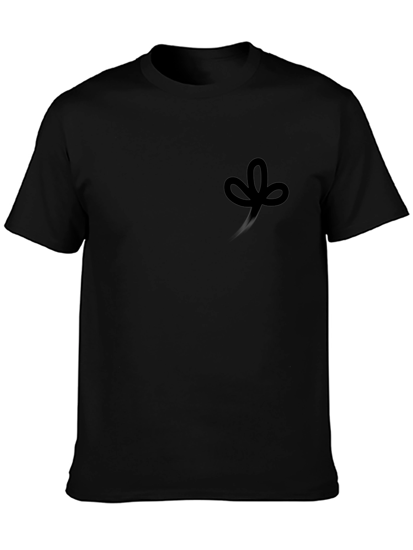 Mens Black Crew Neck T-Shirt with Clover Design