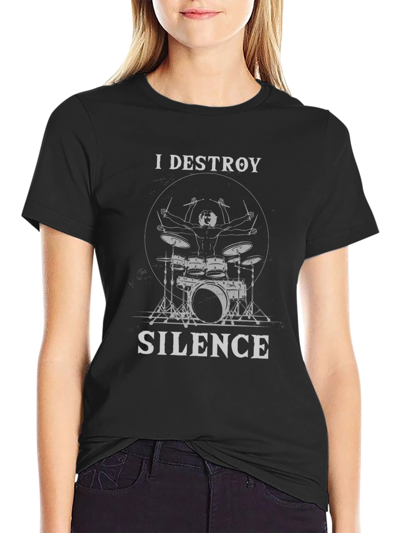 I Destroy Silence Drummer T-Shirt - Music Lover Tee