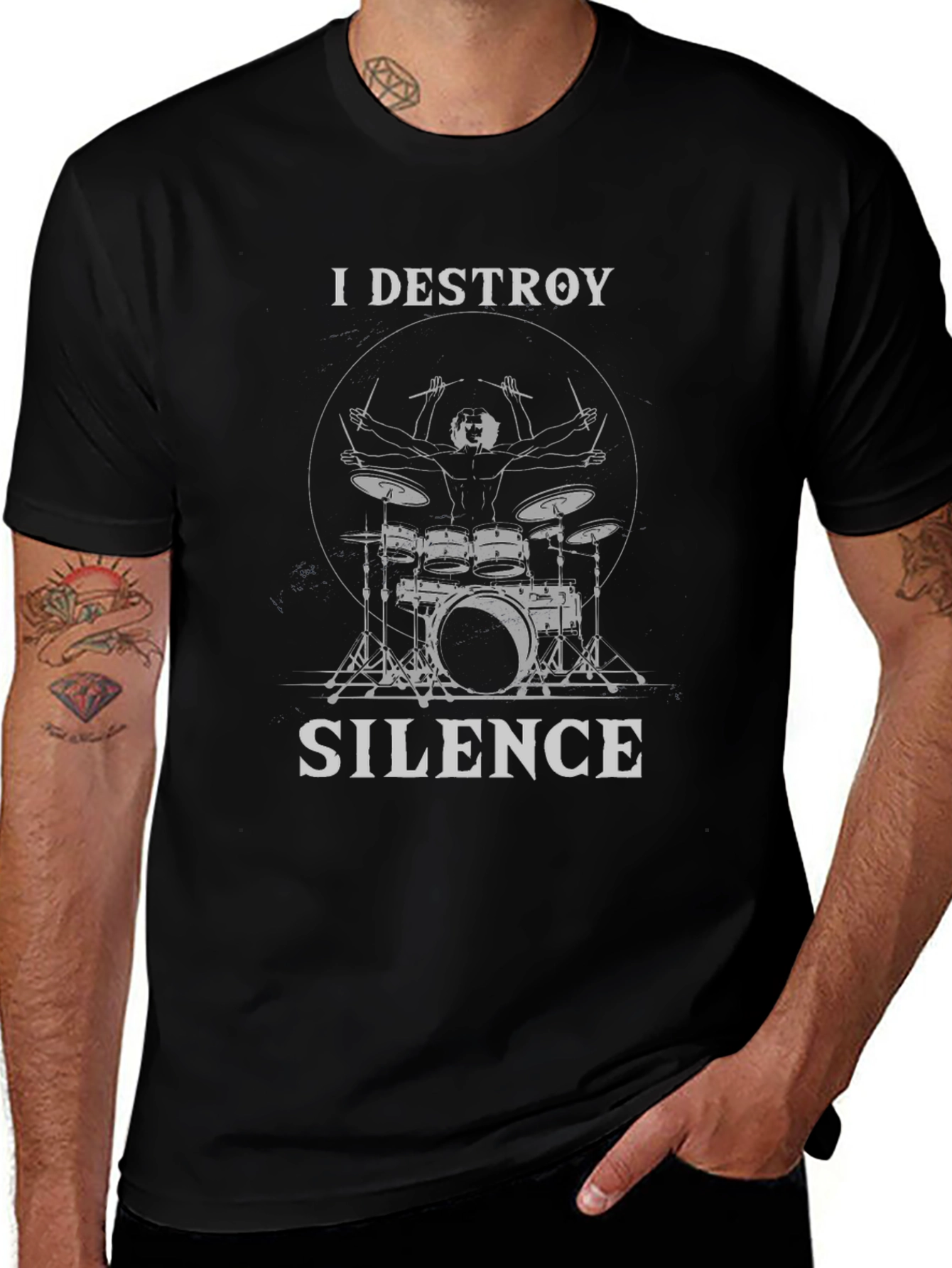 I Destroy Silence Drummer T-Shirt - Music Lover Tee