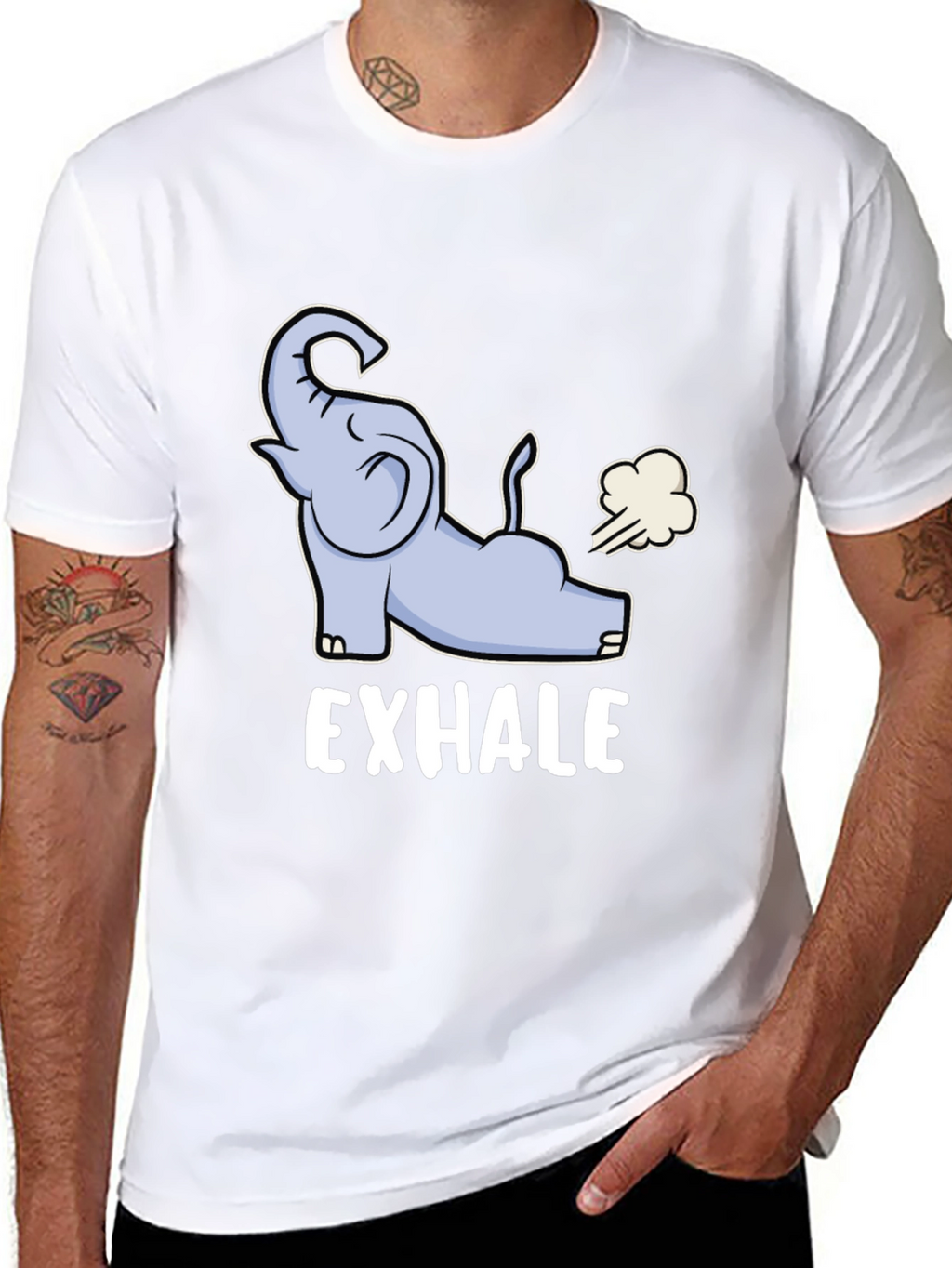 Exhale Elephant Graphic Tee - Casual Comfort