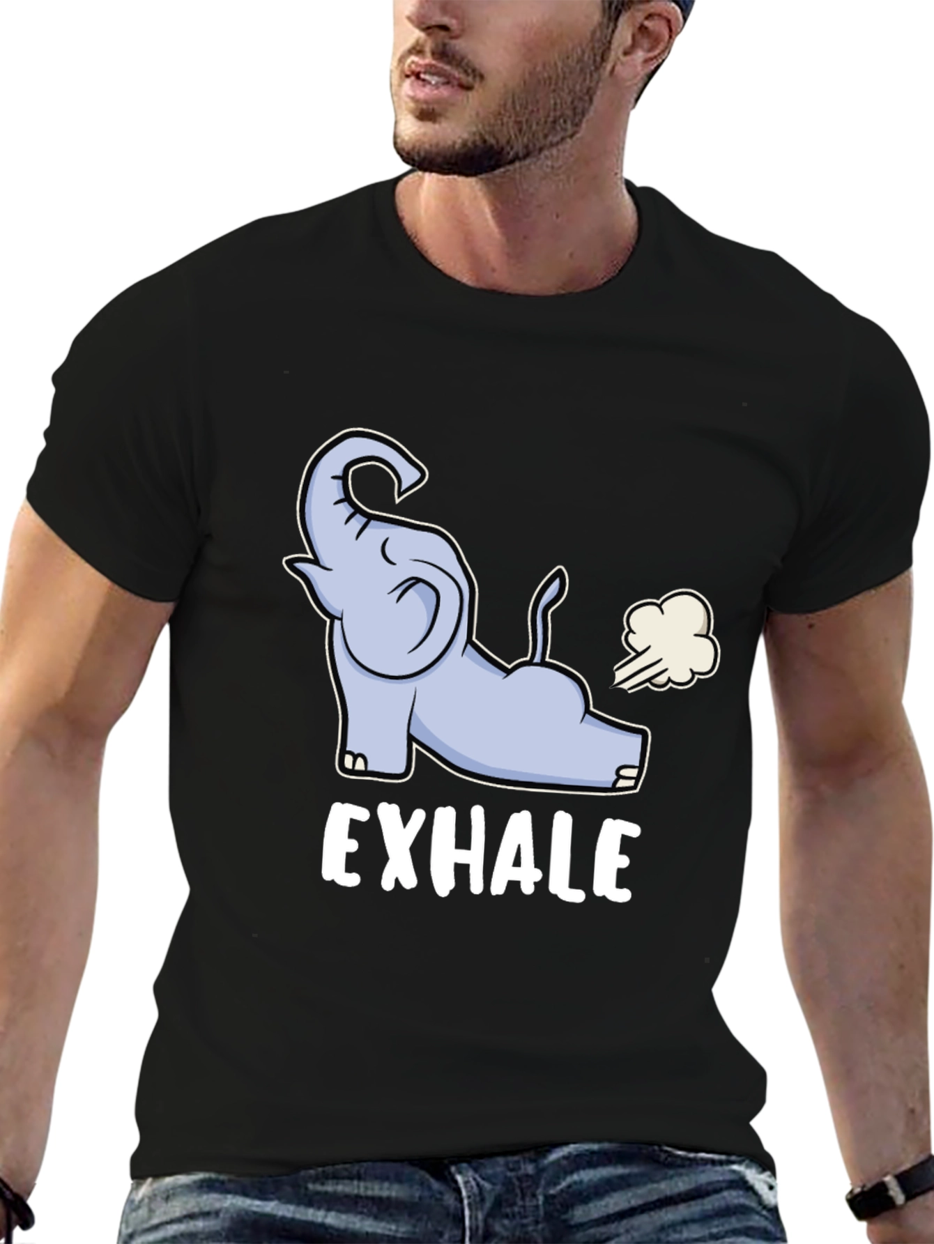 Exhale Elephant Graphic Tee - Casual Comfort