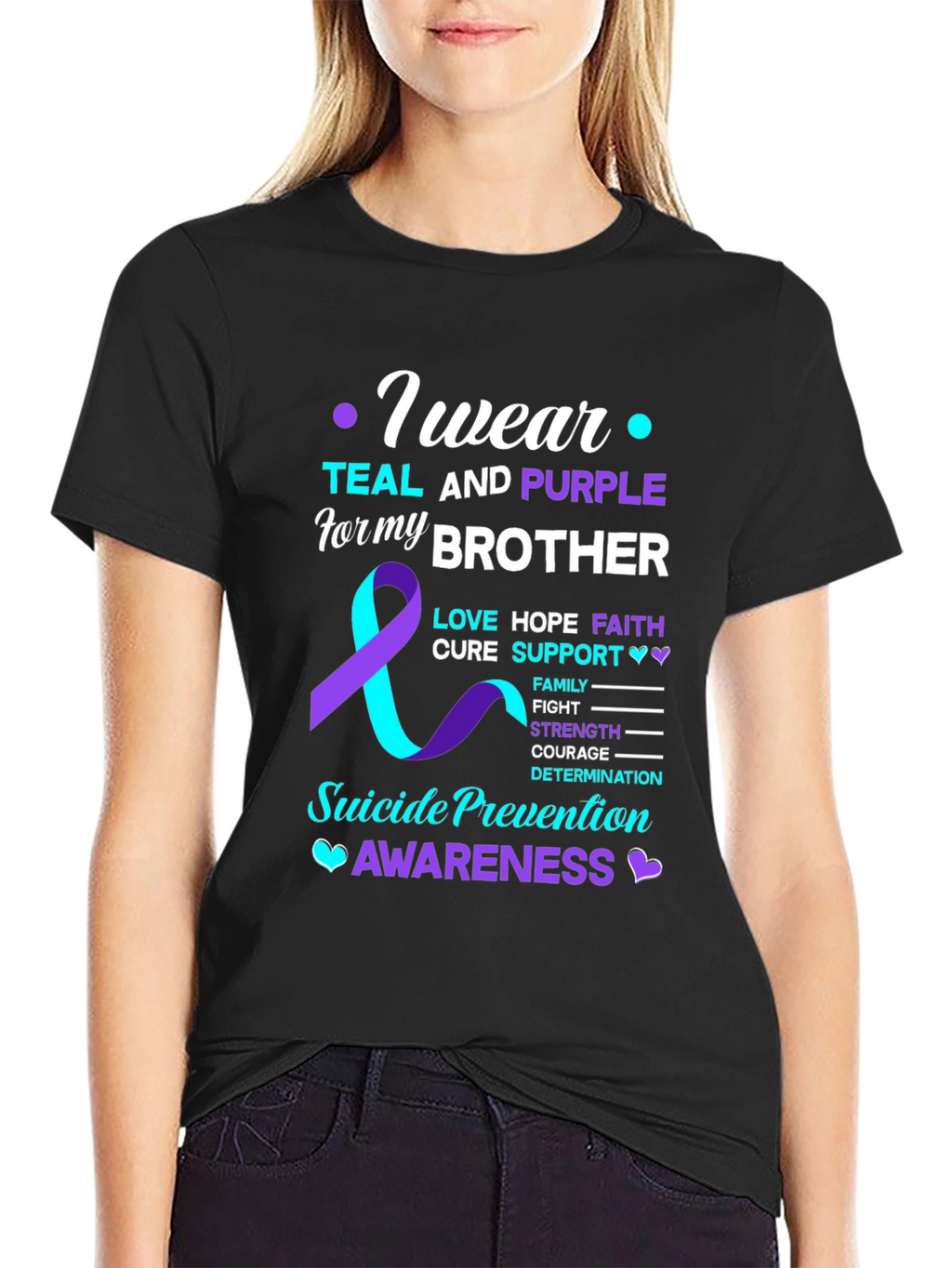 Teal and Purple Suicide Prevention Awareness T-Shirt