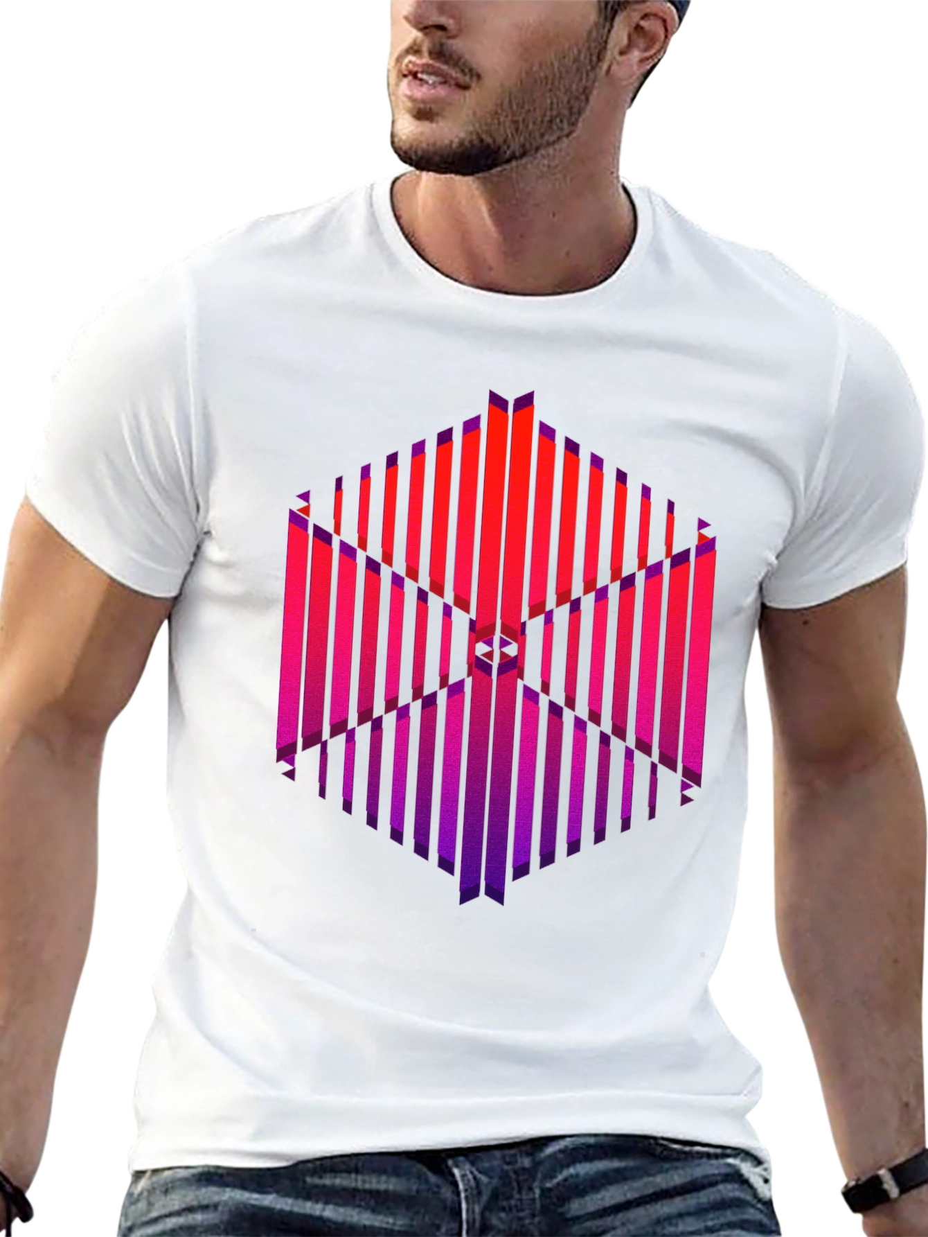 Abstract Geometric Graphic Print Black T-Shirt