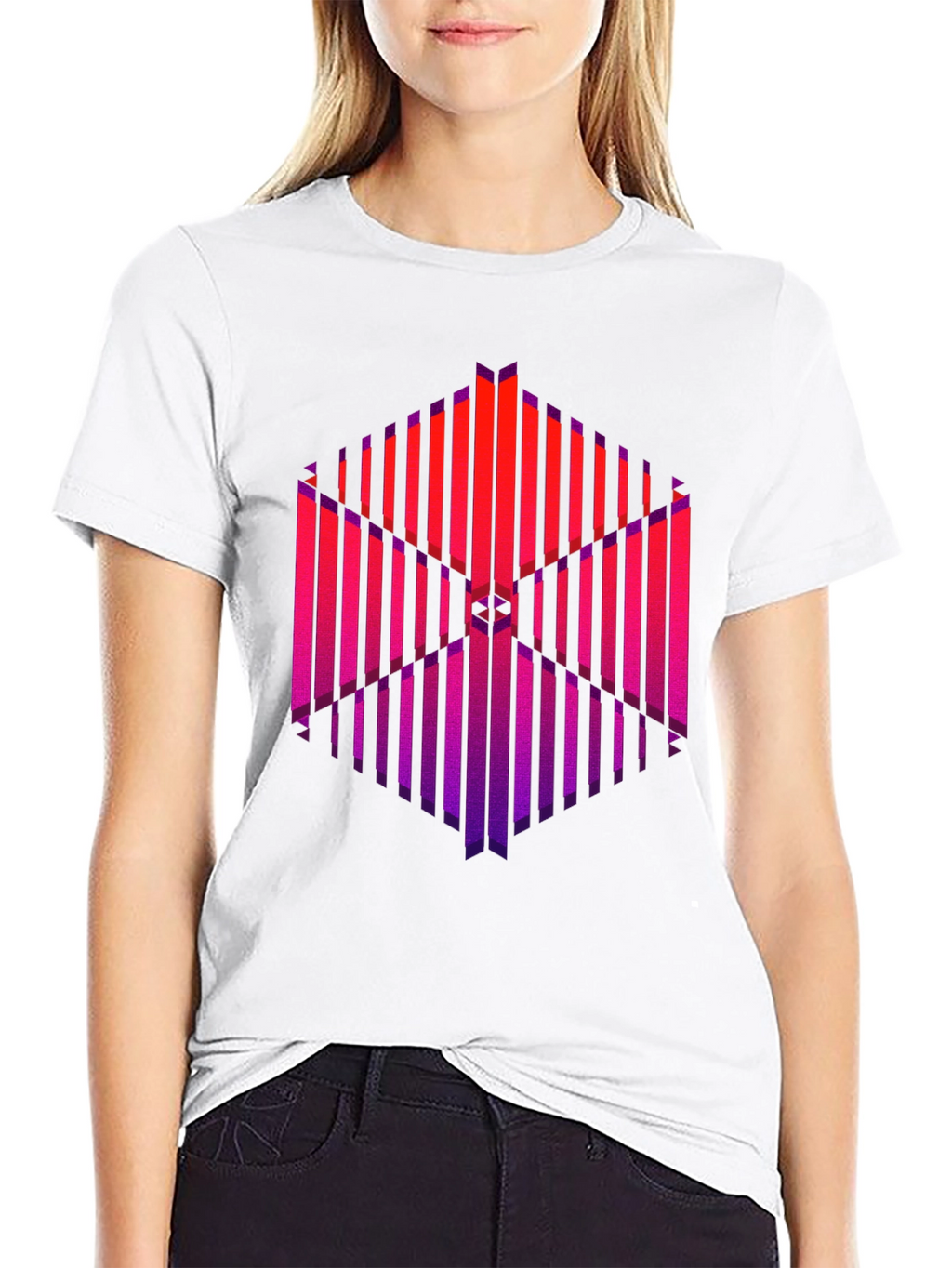 Abstract Geometric Graphic Print Black T-Shirt