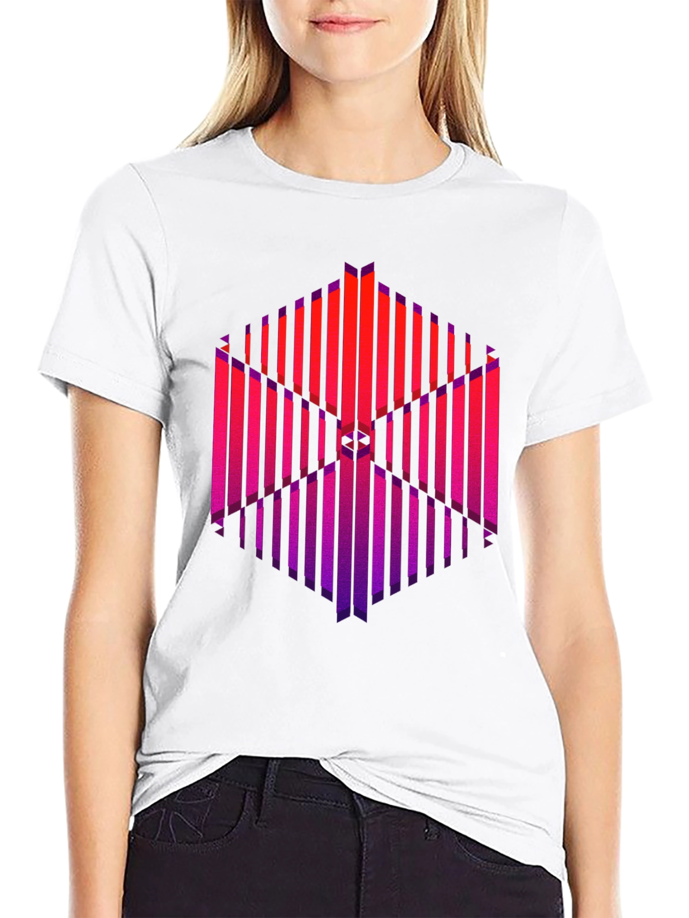 Abstract Geometric Graphic Print Black T-Shirt
