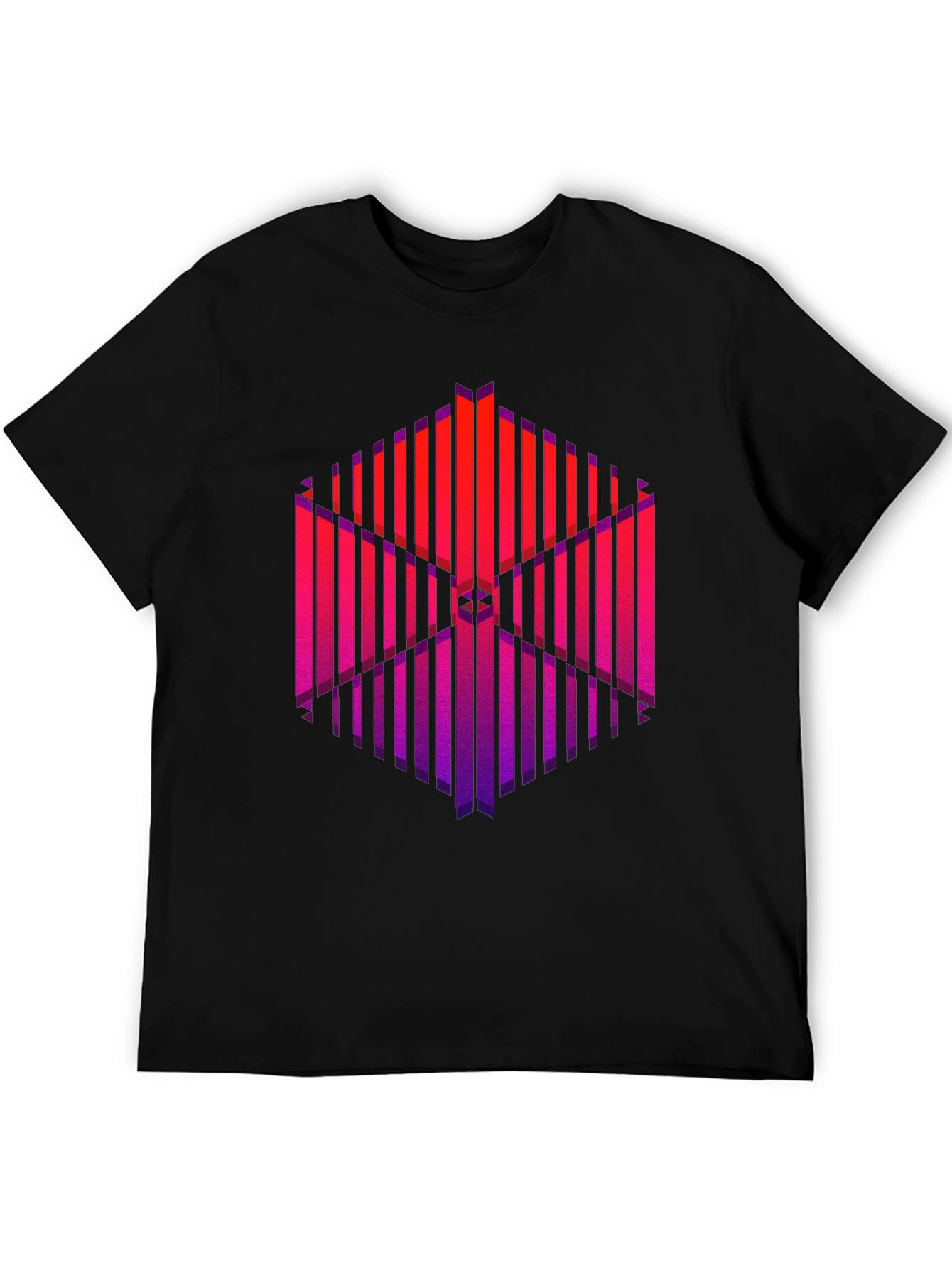 Abstract Geometric Graphic Print Black T-Shirt