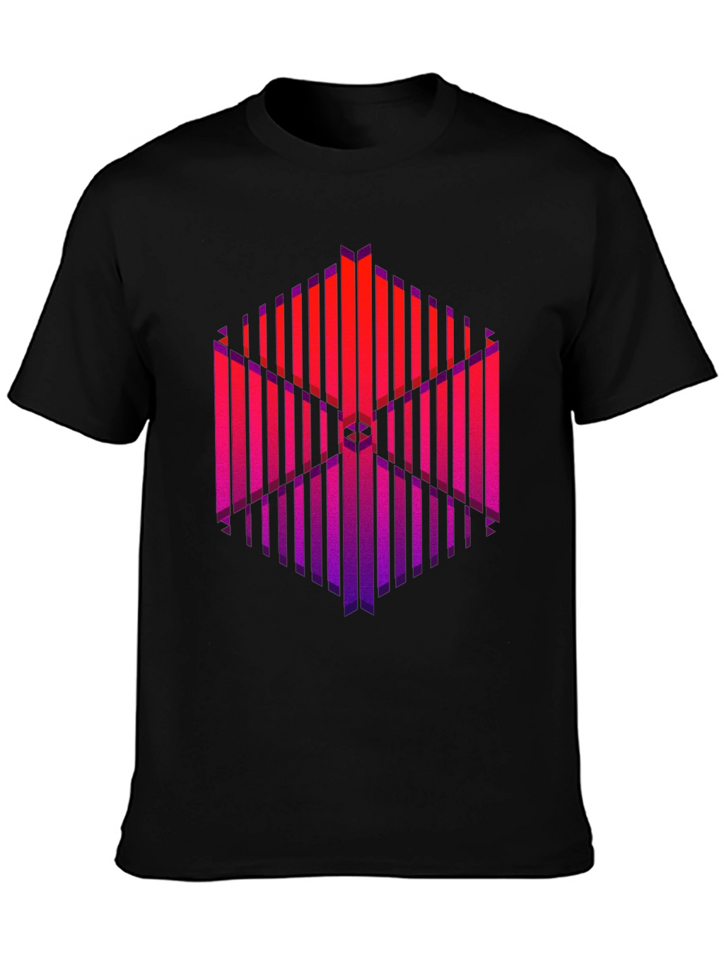 Abstract Geometric Graphic Print Black T-Shirt