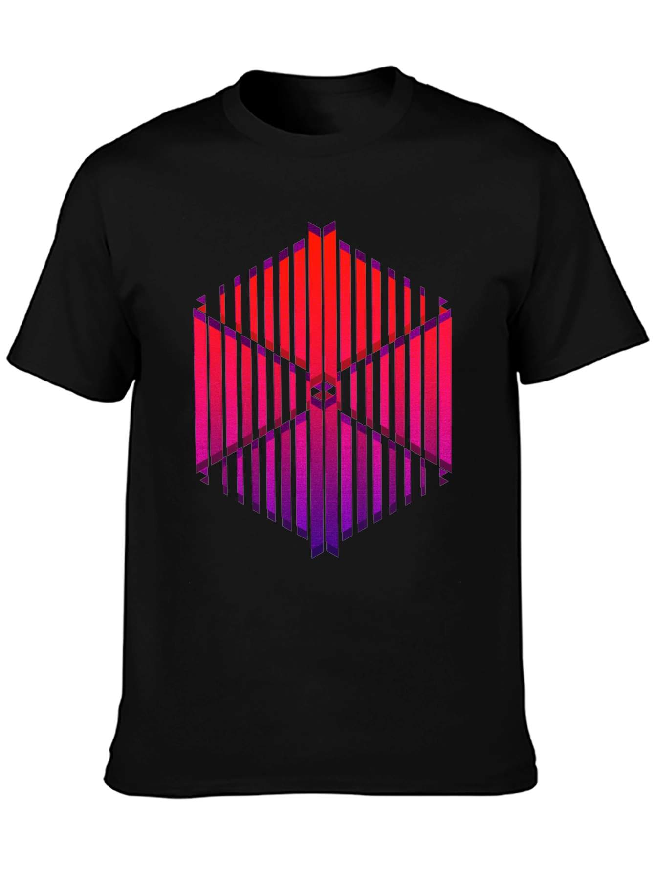 Abstract Geometric Graphic Print Black T-Shirt