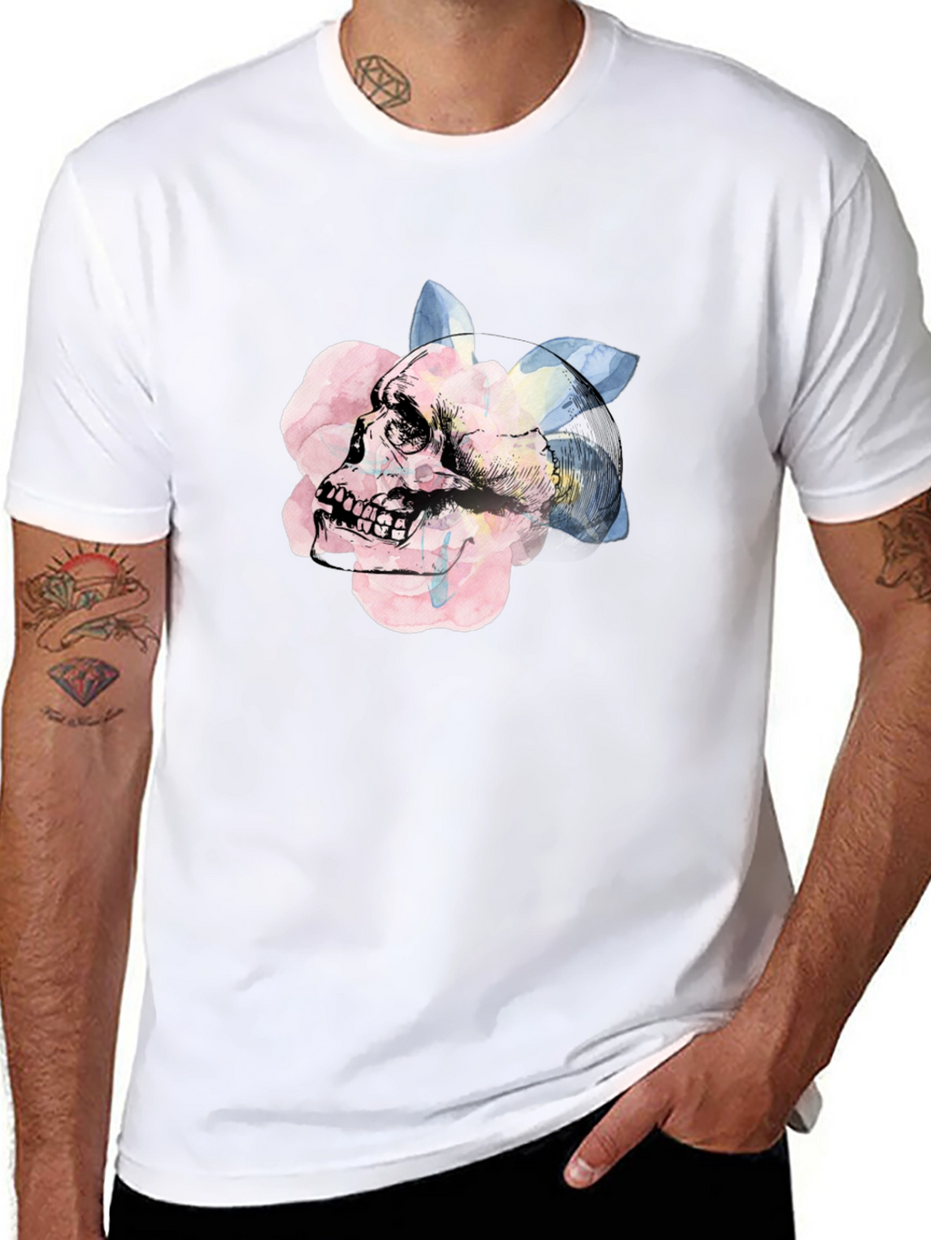 Skull & Rose Graphic Tee - Unique Artistic Design