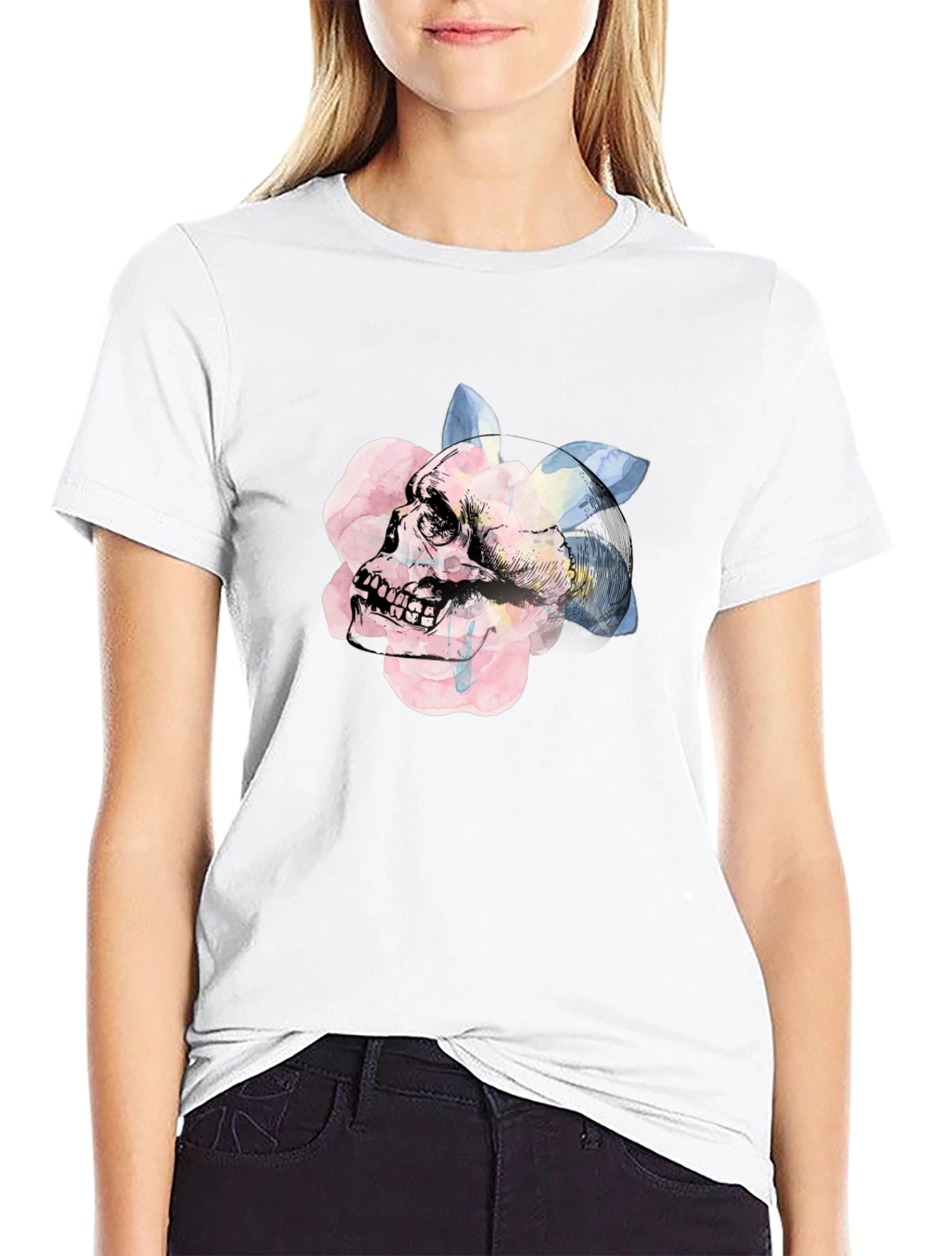 Skull & Rose Graphic Tee - Unique Artistic Design