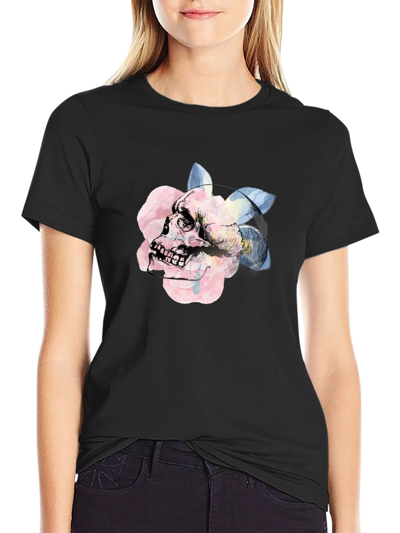 Skull & Rose Graphic Tee - Unique Artistic Design
