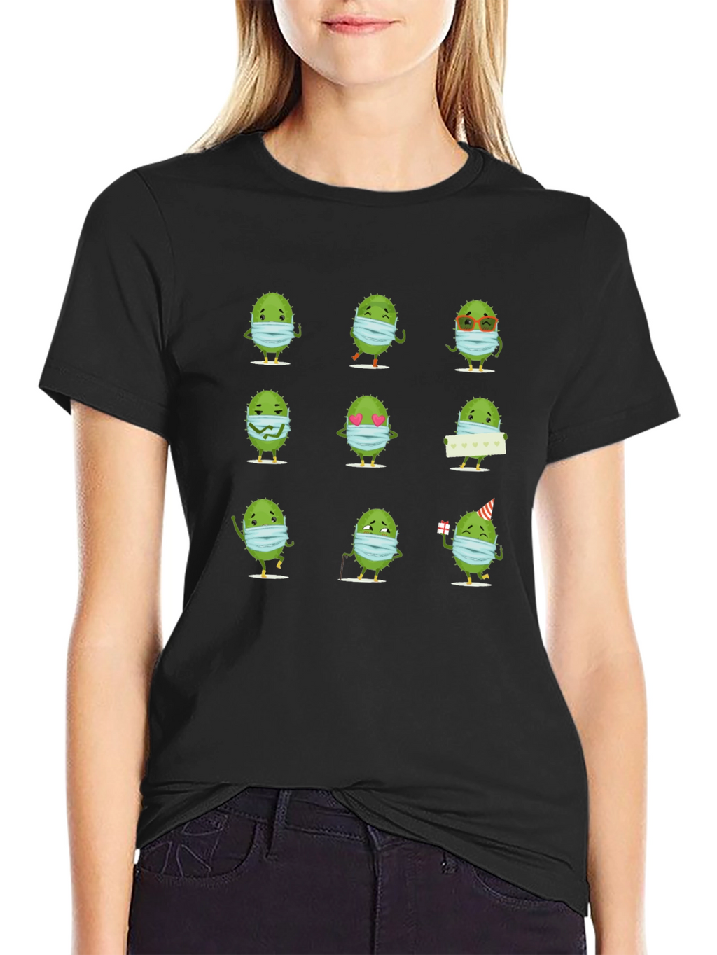 Novelty Virus Wearing Mask Graphic Tee