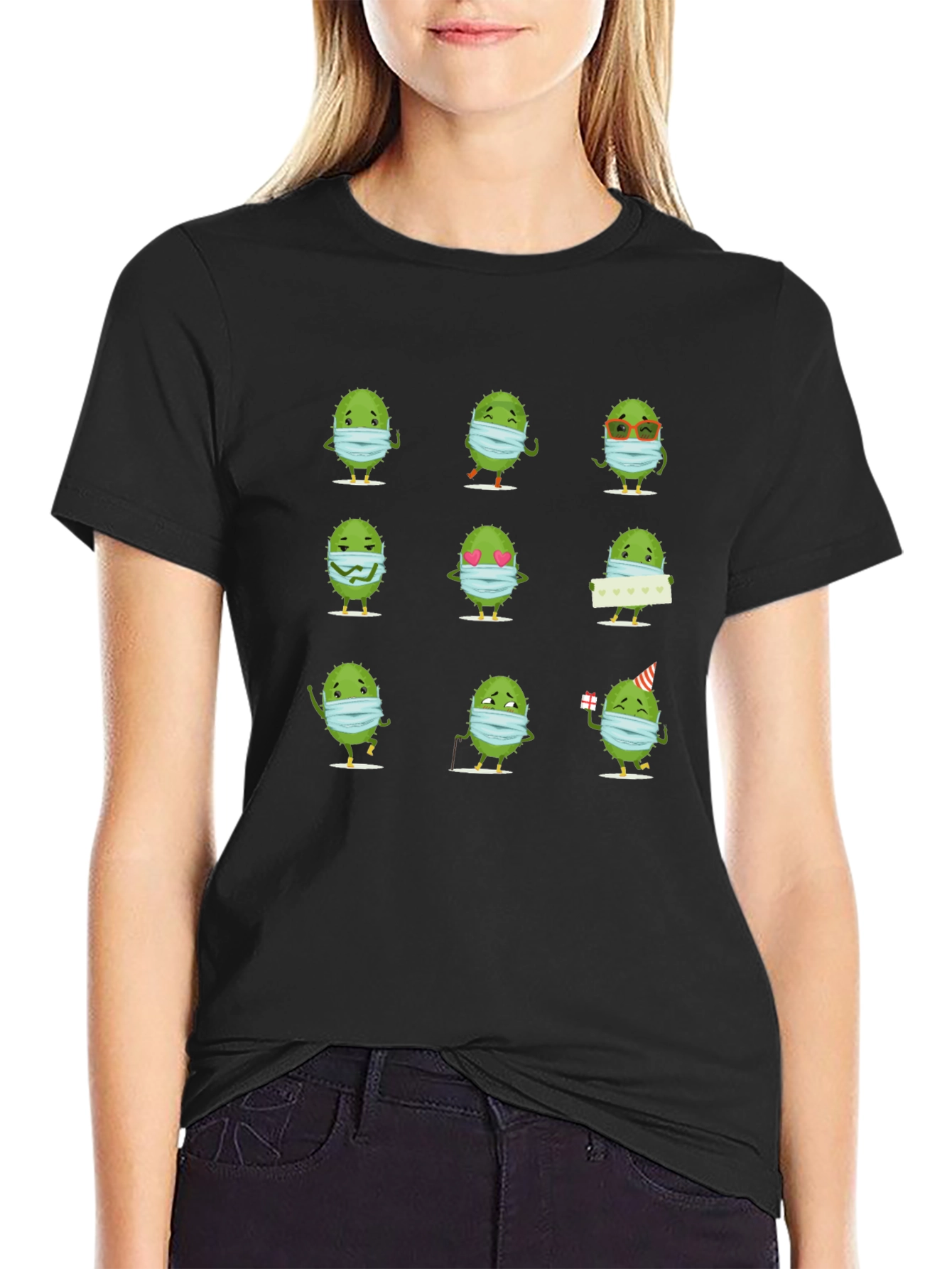 Novelty Virus Wearing Mask Graphic Tee