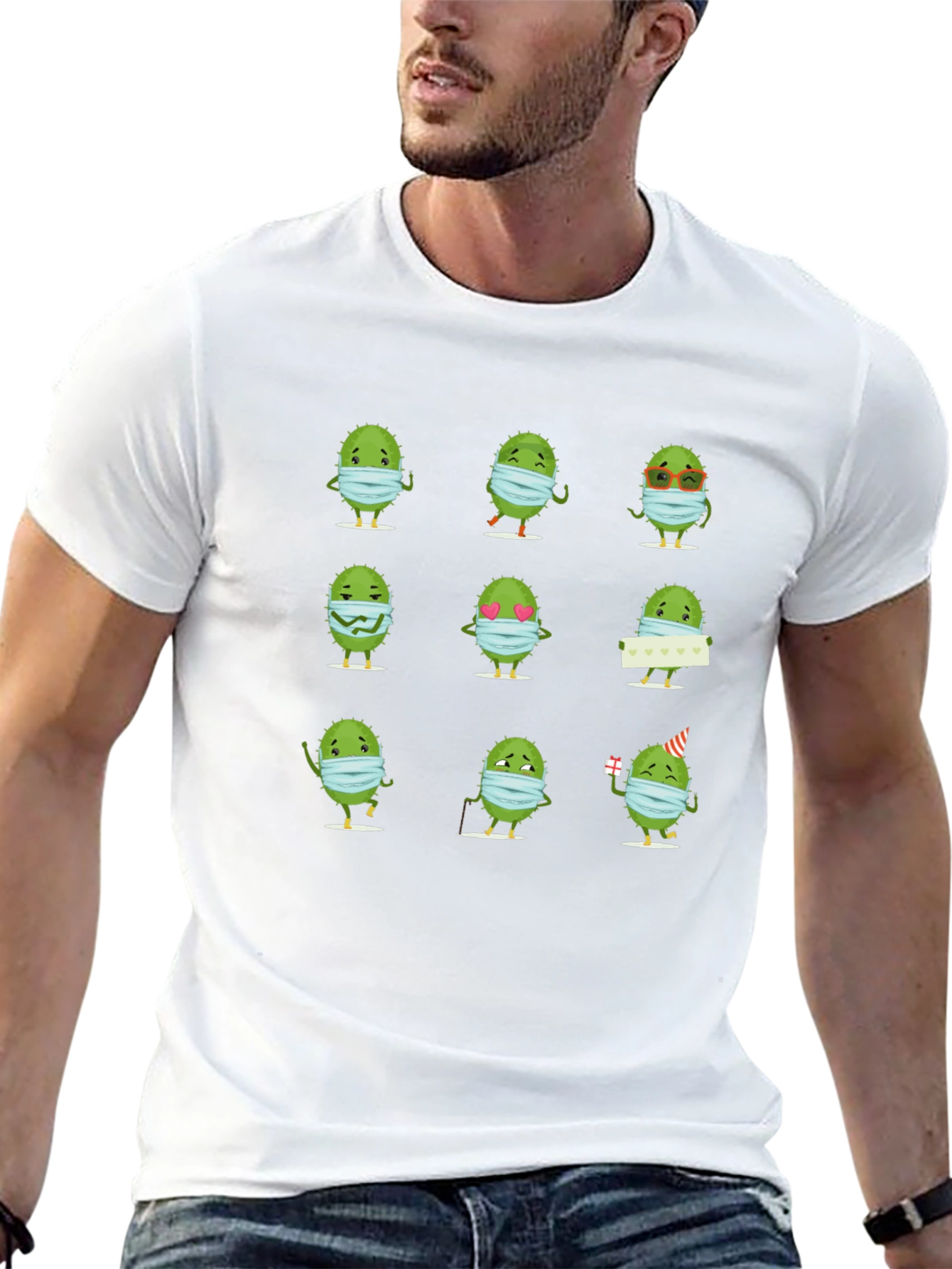 Novelty Virus Wearing Mask Graphic Tee