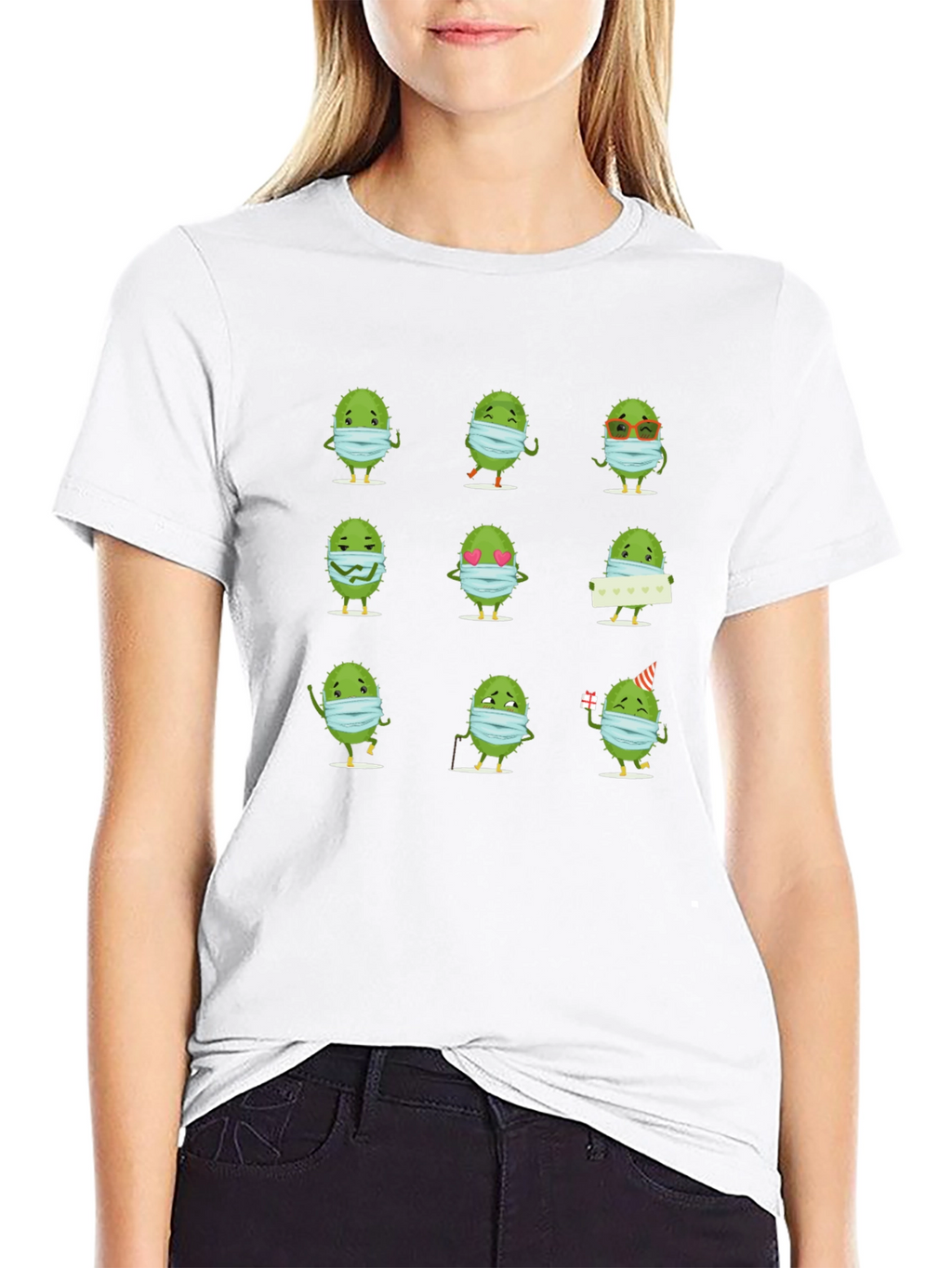 Novelty Virus Wearing Mask Graphic Tee