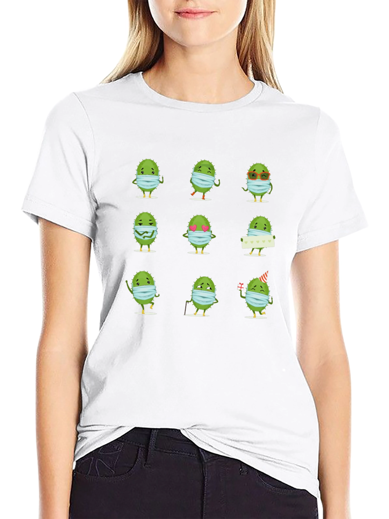 Novelty Virus Wearing Mask Graphic Tee