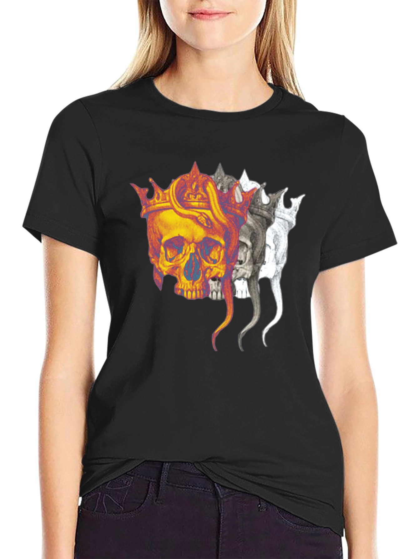 Crowned Skull Graphic T-Shirt - Bold & Edgy Design