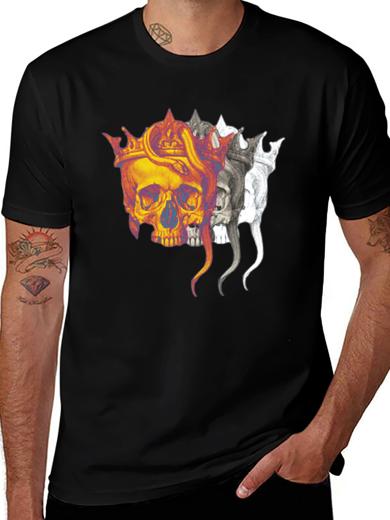 Crowned Skull Graphic T-Shirt - Bold & Edgy Design