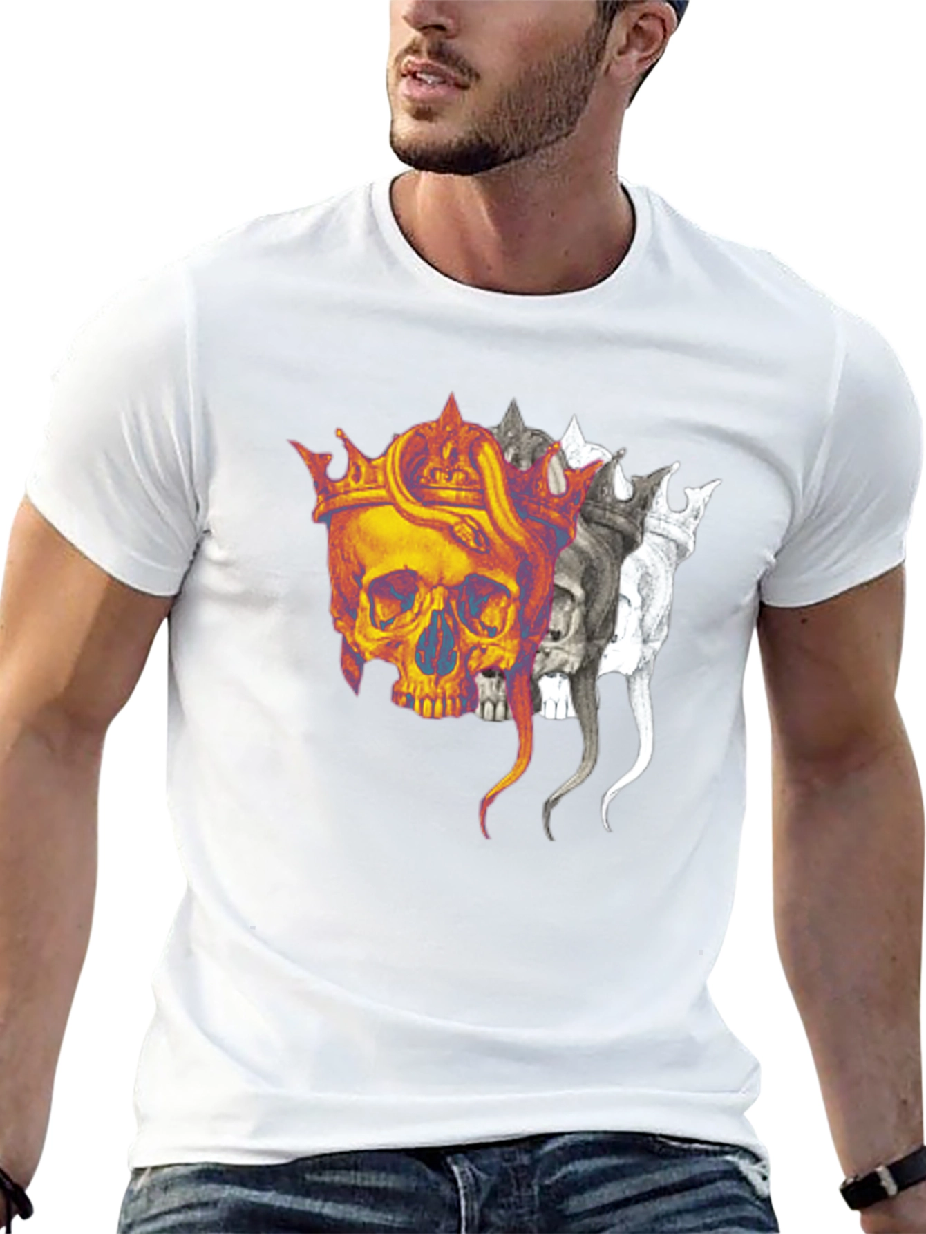 Crowned Skull Graphic T-Shirt - Bold & Edgy Design