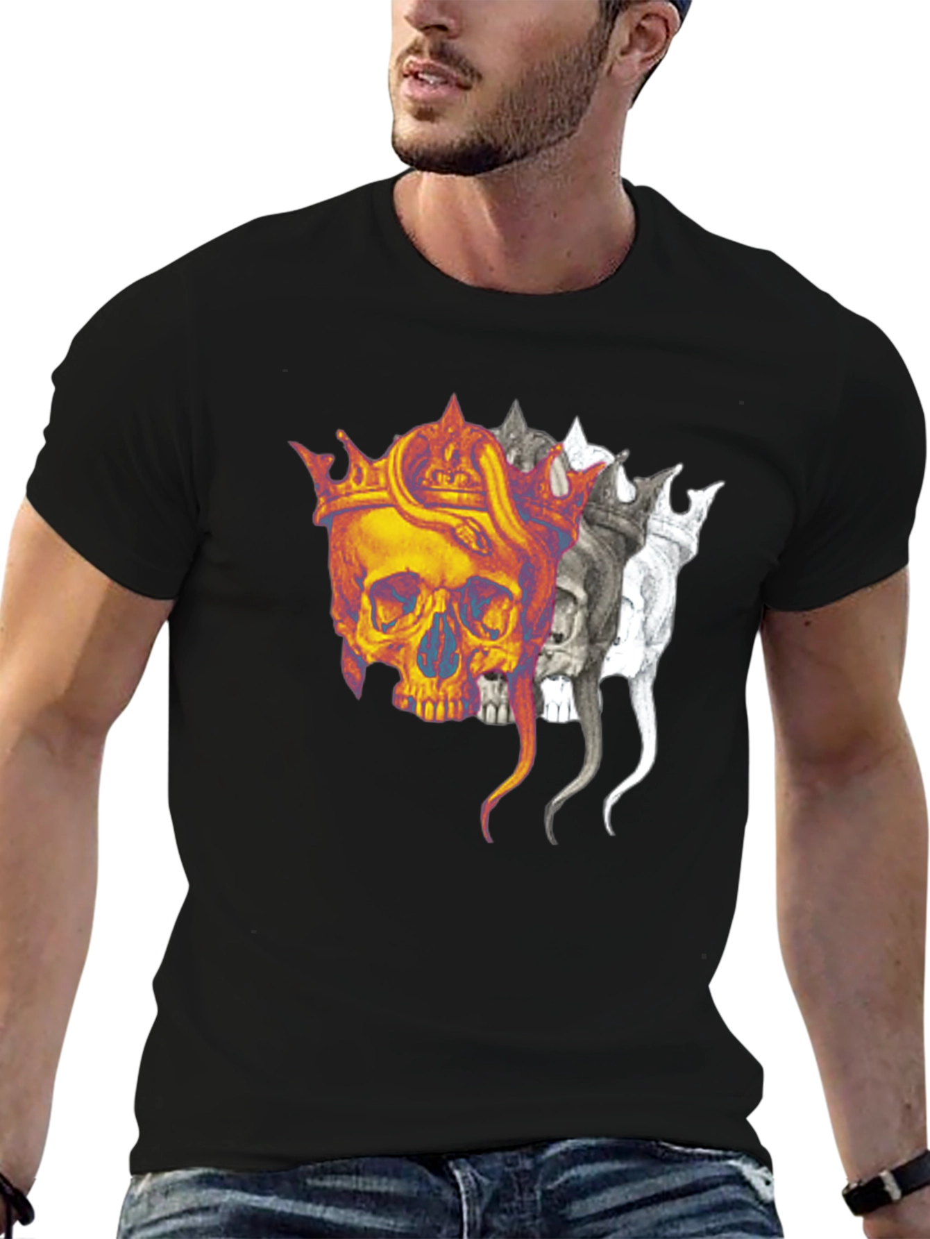 Crowned Skull Graphic T-Shirt - Bold & Edgy Design