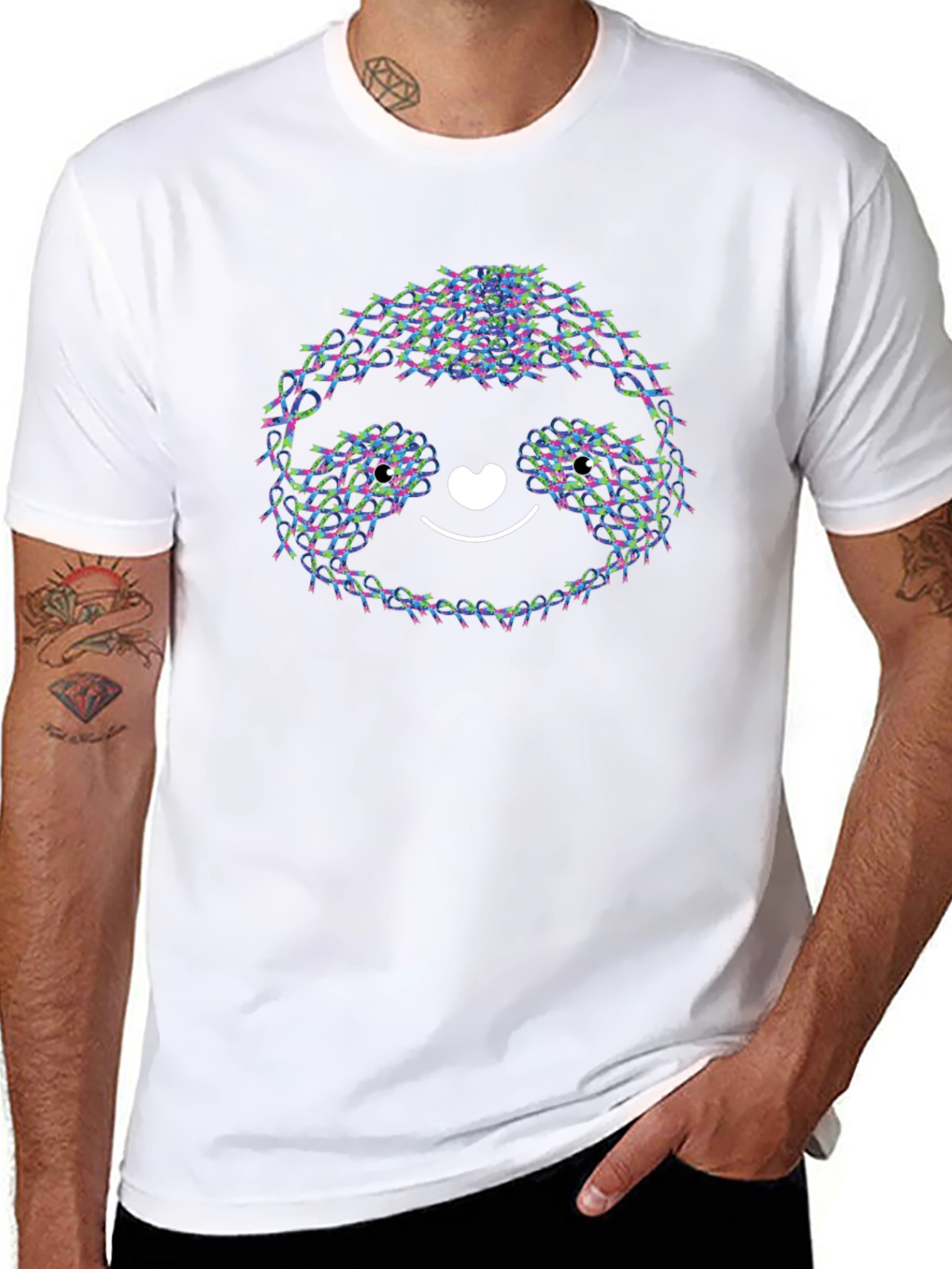 Cute Sloth T-Shirt - Ribbon Design