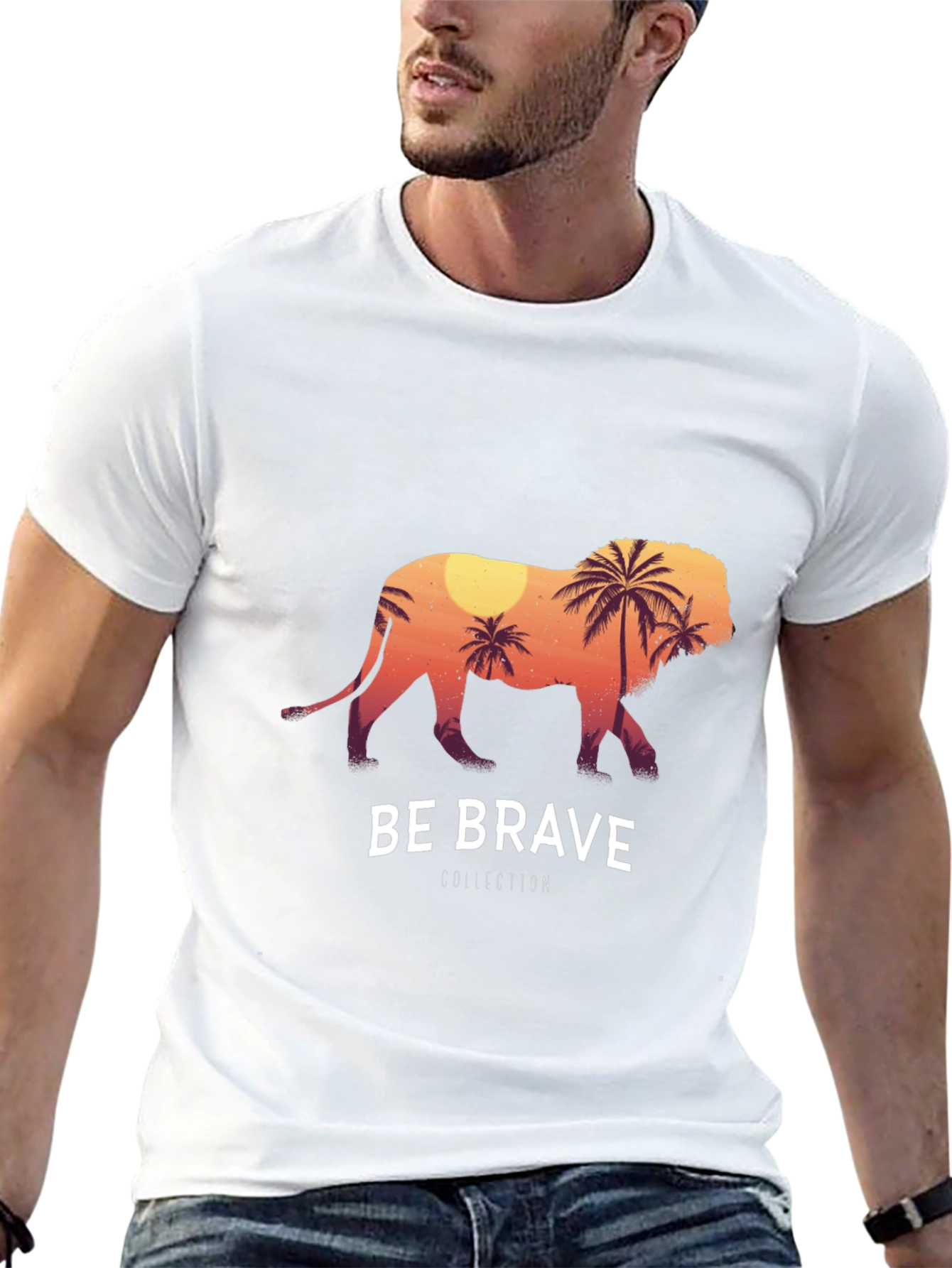 Be Brave Lion Graphic Tee - Black Cotton T-Shirt
