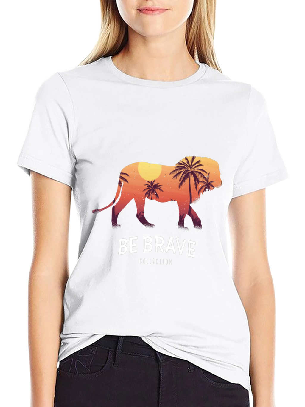 Be Brave Lion Graphic Tee - Black Cotton T-Shirt
