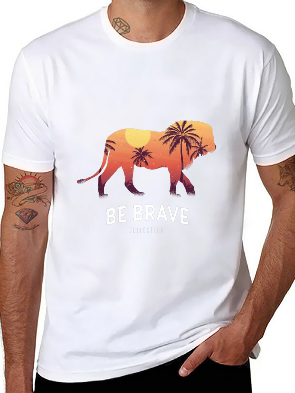 Be Brave Lion Graphic Tee - Black Cotton T-Shirt