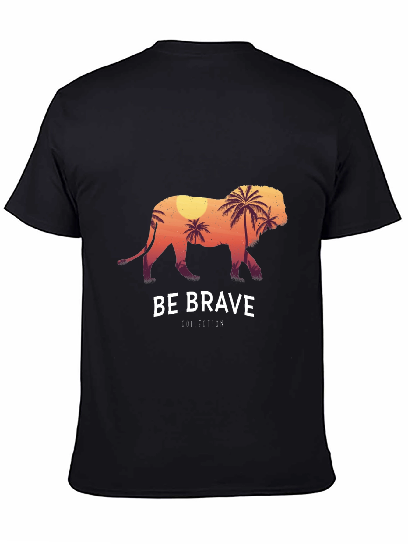 Be Brave Lion Graphic Tee - Black Cotton T-Shirt