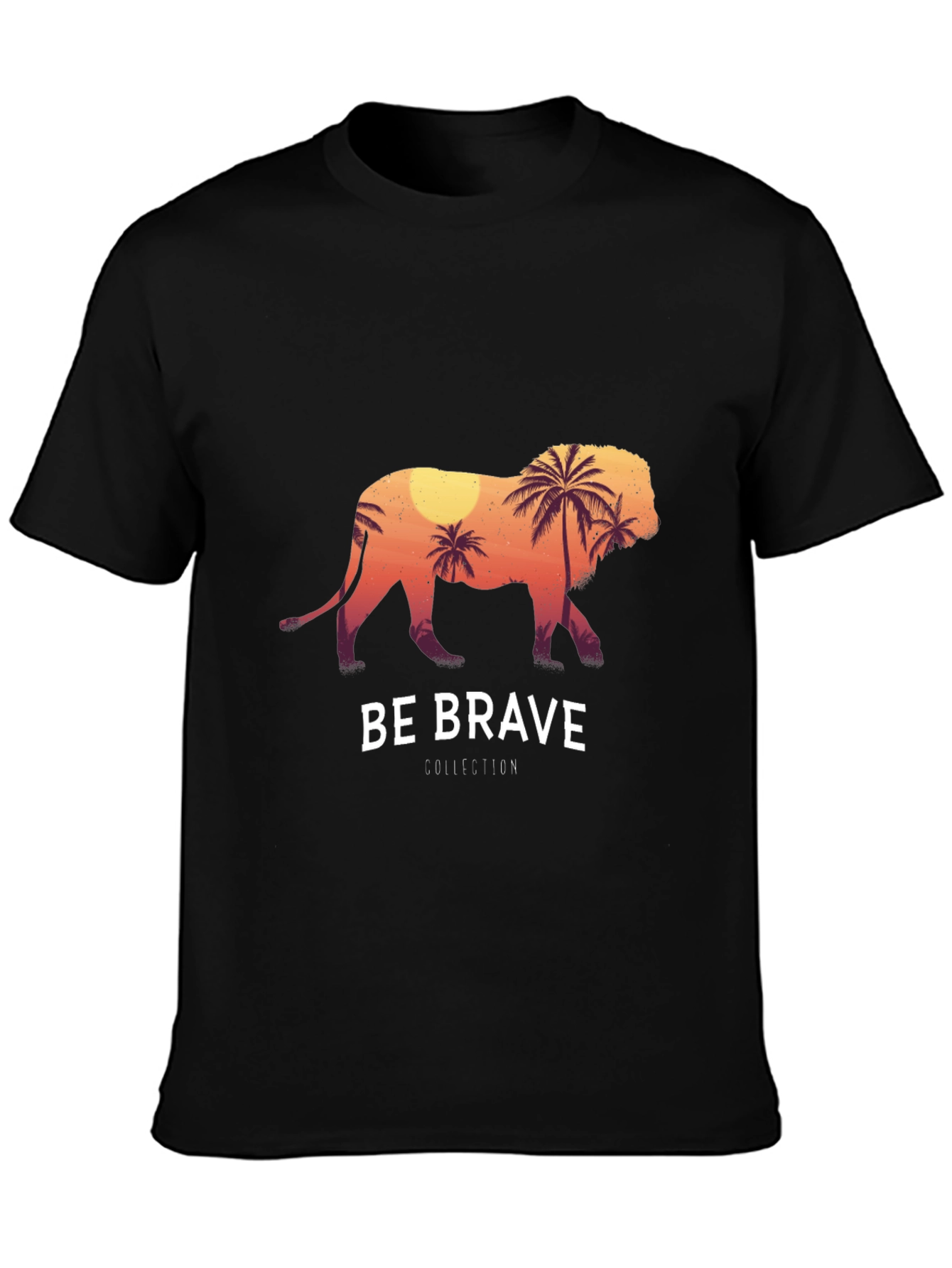 Be Brave Lion Graphic Tee - Black Cotton T-Shirt