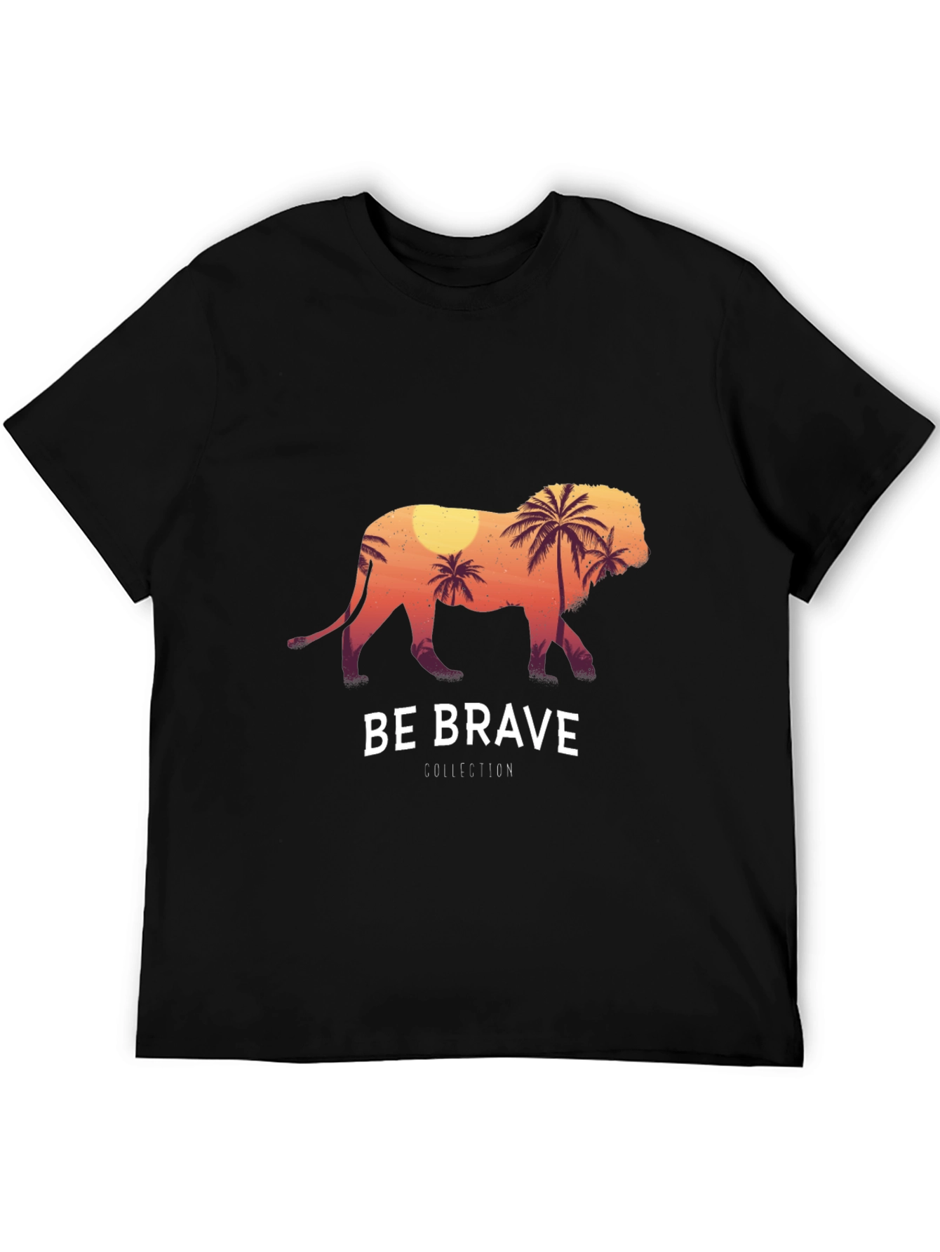 Be Brave Lion Graphic Tee - Black Cotton T-Shirt