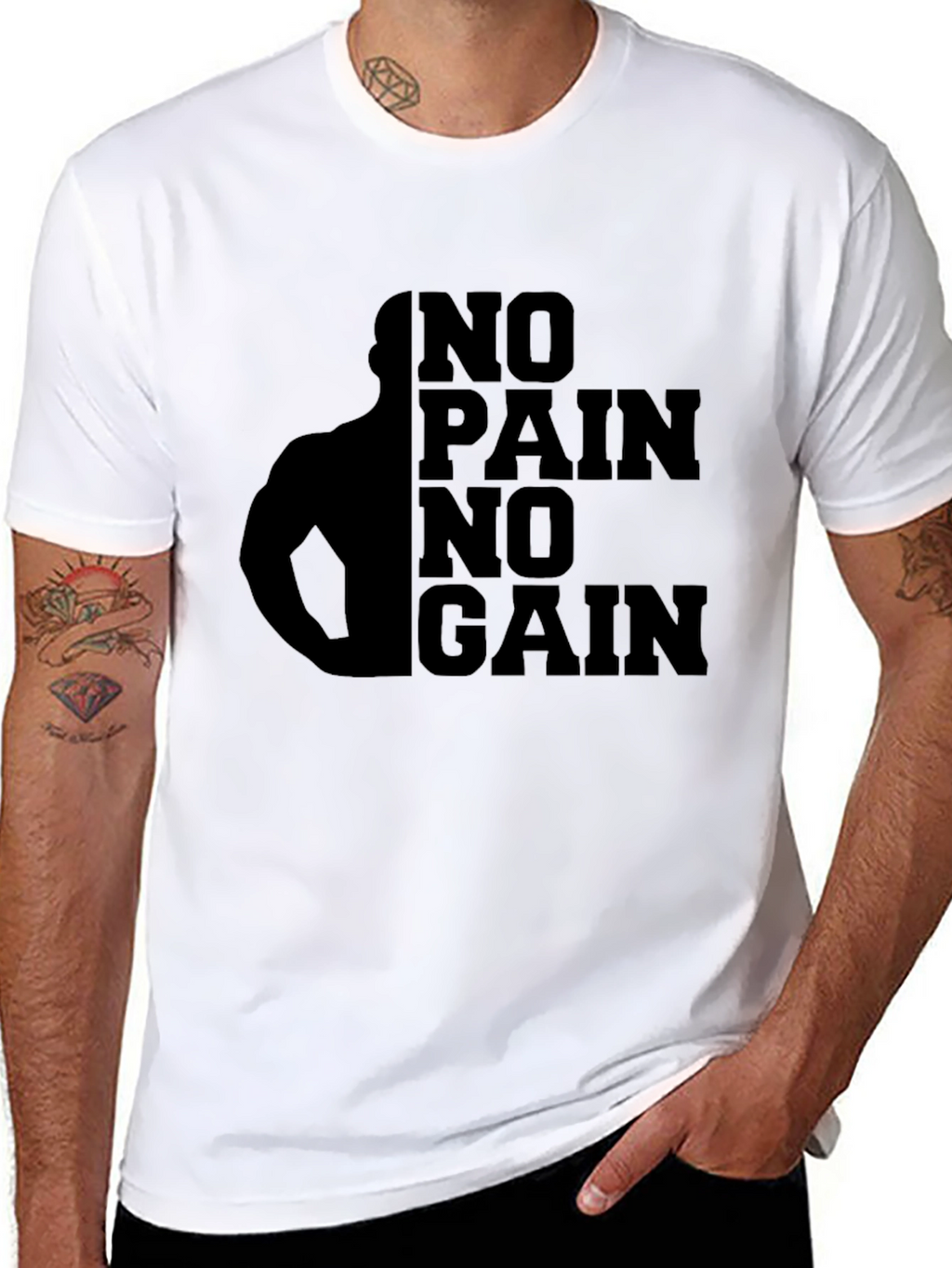 No Pain No Gain Black Graphic T-Shirt