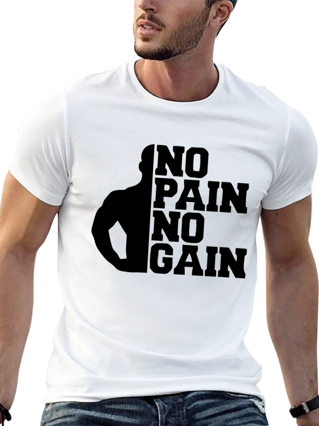 No Pain No Gain Black Graphic T-Shirt